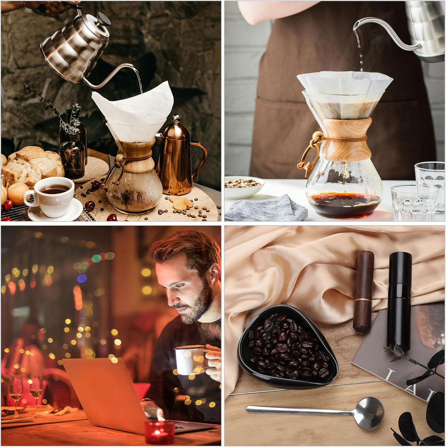 4-Piece Coffee Bean Dosing Cup, Spray Bottle, Espresso Stirrer Tool, Teaspoon Set, Ceramic Coffee Dosing Vessel Tray Kit Coffee Bar Accessories for Coffee Lovers (Up to 35G Coffee Bean) image number 1