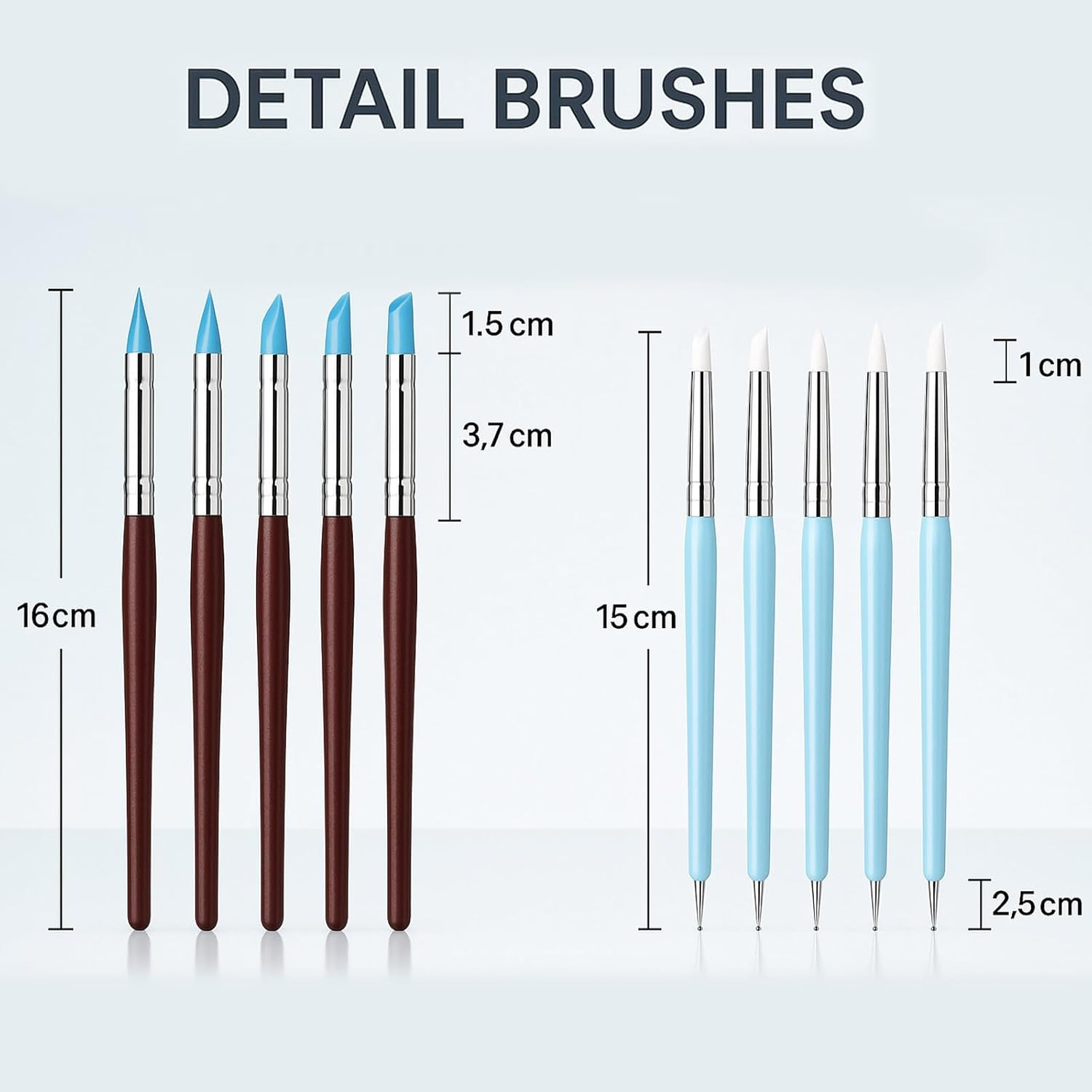 Clay Tools Set - 10-Piece Polymer Clay Tools for Sculpting with Silicone Tips, Wood Handles, Metal Ferrules, Stainless Steel Balls, Ideal for Detailed Craft Work - Ermaoo image number 2