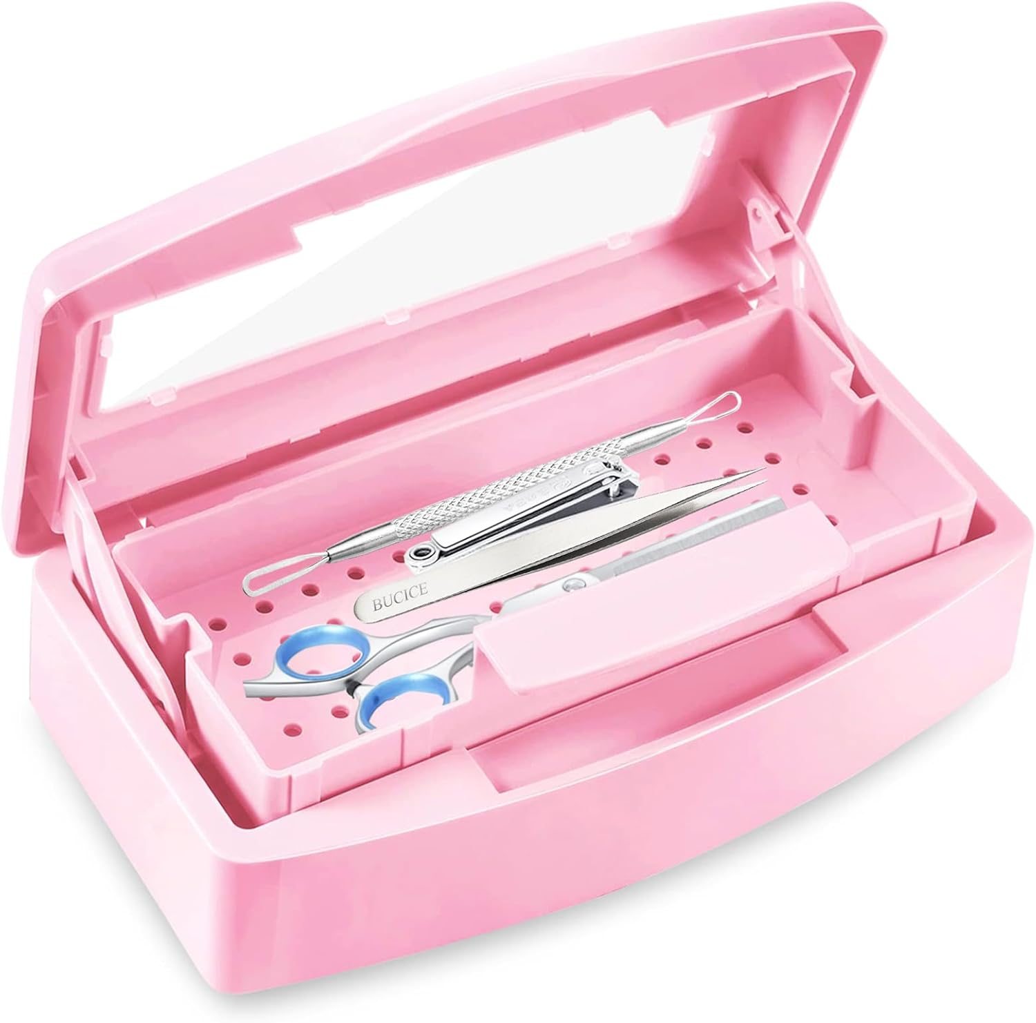 Sterilizer for Nail Tools, Sterilization Tray for Tweezers, Nail Supplies, Hair Salon, Nail Tech Must Haves, Pink