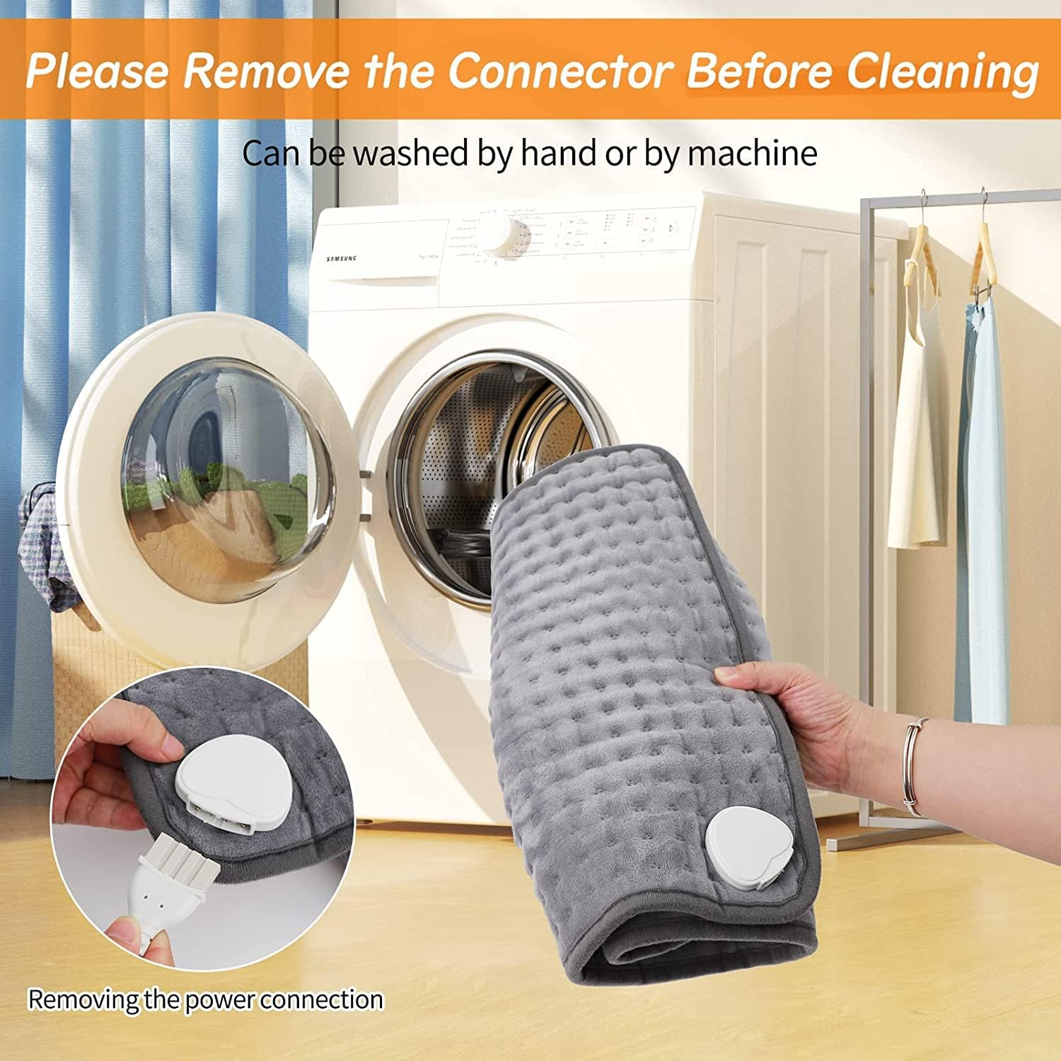 Large Electric Heating Pad for Back Pain Relief &ndash; Fast-Heating with 6 Temperature Settings, Auto Shut-Off | Machine Washable | Neck, Shoulder & Muscle Period Menstrual Pain Relief |(Grey) &ndash; Australia Plug