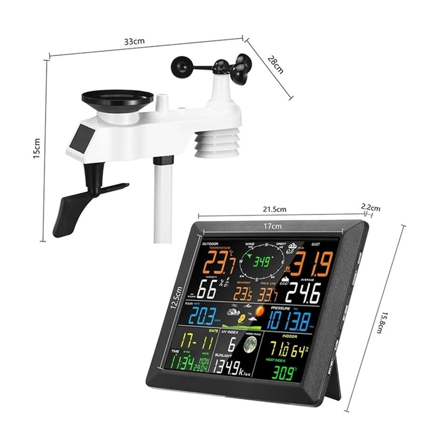 Wifi Weather Station Internet Wireless Thermometer Hygrometer 24Hour Rainfall Forecast UV Index Wind Gauge image number 2