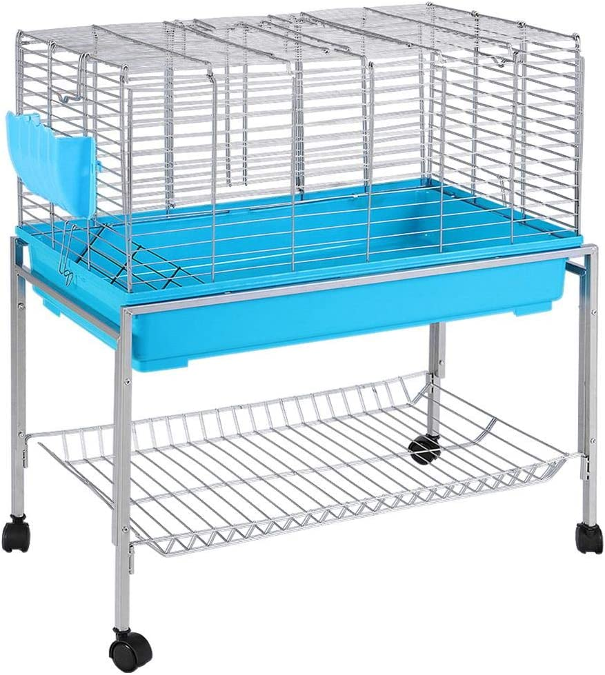 I.Pet Rabbit Hutch Bird Cage Ferret Guinea Pig Rat Bunny Cages Pet Enclosure House Carrier Habitat,Ourdoor Indoor for Small Animals, 88Cm Tall Detachable Design with Double Doors