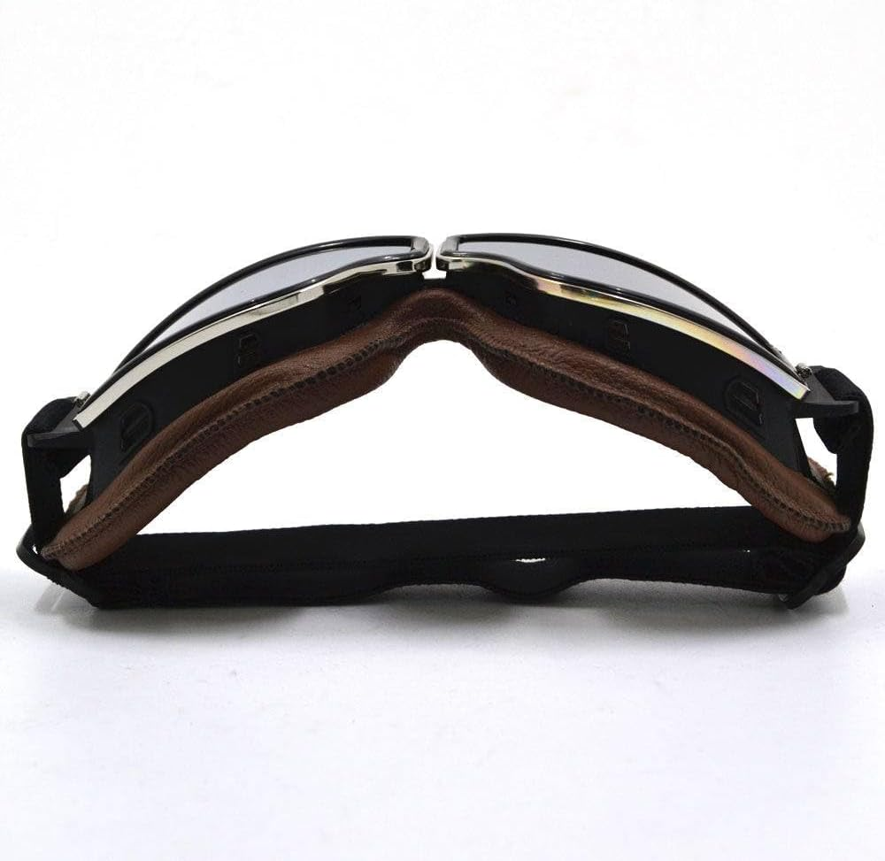 TDR WWII Style Aviator Goggles - Adjustable, Windproof, Safety Enhanced, UV Protection, anti Fog for Motorcycle, Skiing, and Snowboarding, Fits Adults and Teens (Brown) image number 4