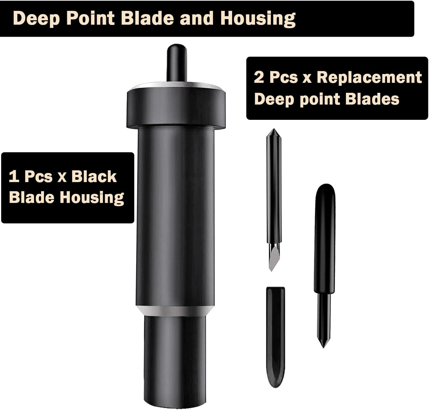 Explore Deep Cut Blade and Housing for Cricut Maker, Niantime Replacement Deep Point Blade Compatible with Explore Air2/ Air3/ Maker/Maker 3 Cutting Machines (2 Deep Cut Blades and 1 Housing Included) - Black image number 3