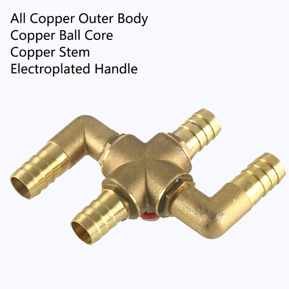 4-Way Heater Control Valve, 3/4 Inch (19Mm) Solid Brass Manual Integrated Automobile Heating Water Valve for Water/Oil/Gas