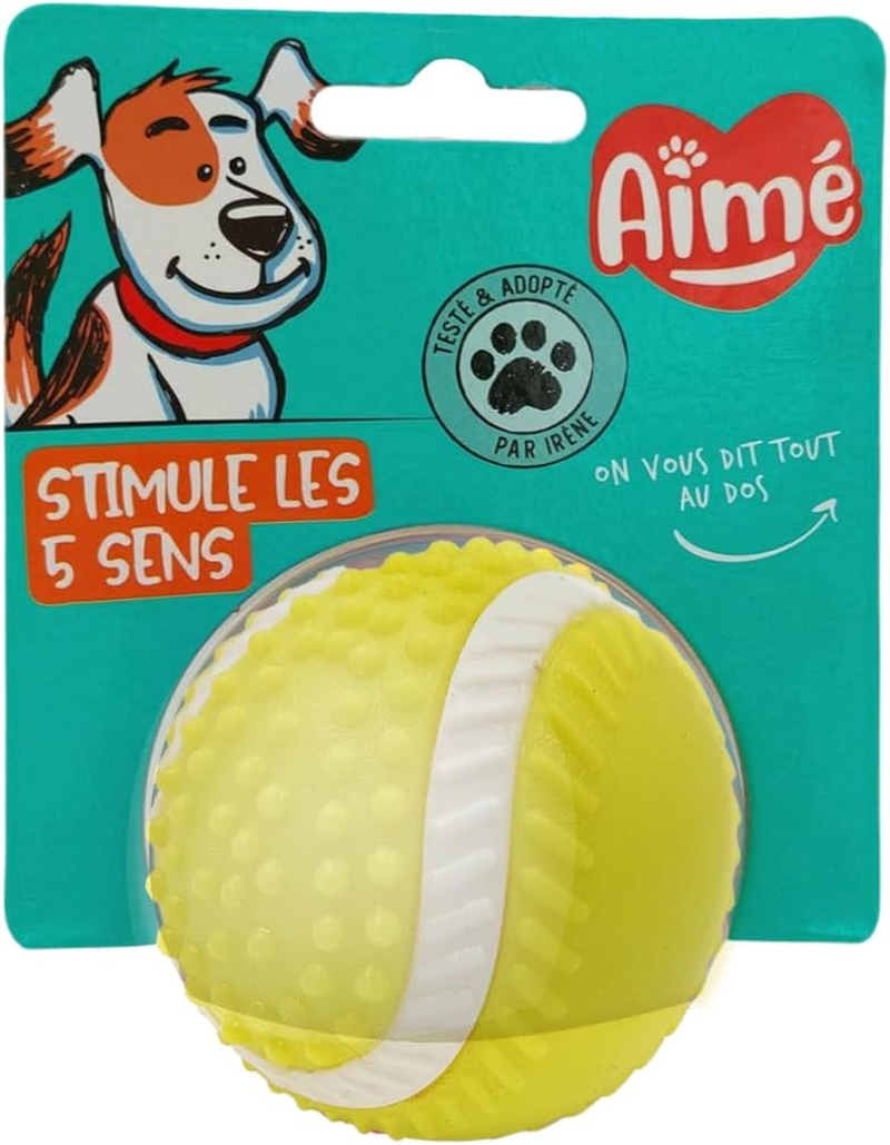 Aim&eacute; - 5 in 1 Beef Flavoured Dog Ball - Interactive/Educational Toy to Develop and Stimulate the 5 Senses - Resistant for All Breeds and All Ages - Ball 8Cm