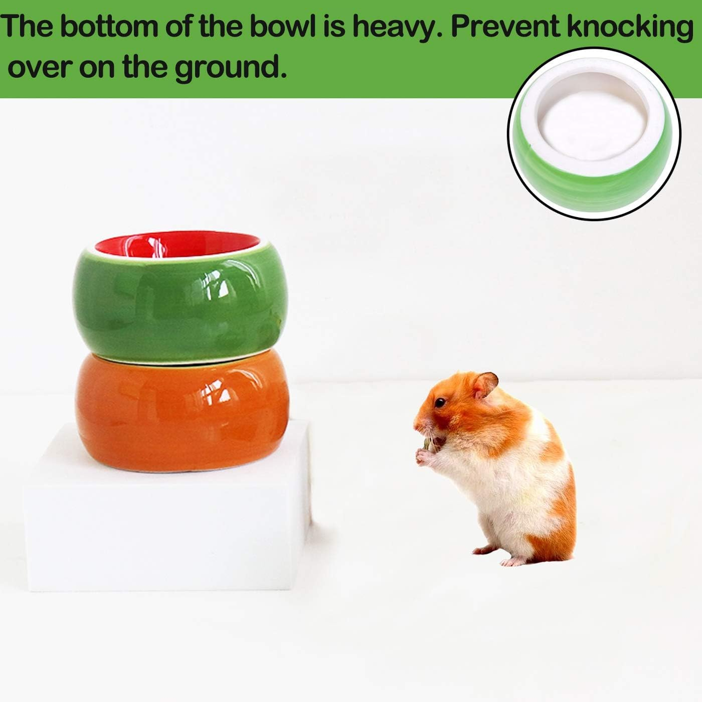 Hamster Rabbit Food Bowl 3PCS for Small Animals, Ceramic Pet Food Dish and Water Bowl, Food Dispenser for Bunny, Guinea, Pig, Gerbil, Ferret, Syrian, Hamster, Chinchilla (Multicolour) image number 5