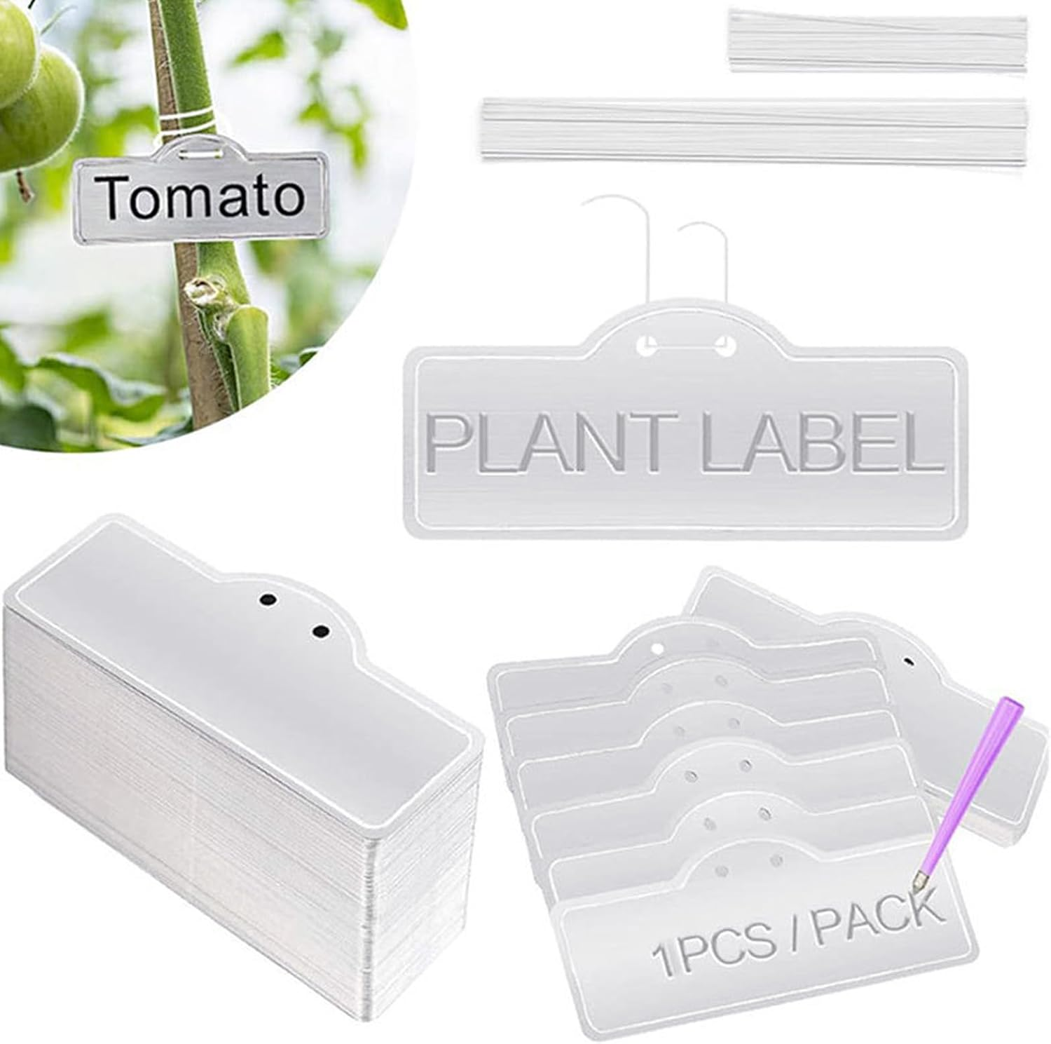 Jiawu Aluminum Plant Tags, Metal Plant Labels, Waterproof Garden Tags, Double Sided Write On, Outdoor Plant Markers with Wires for Plants, Trees, Vegetables, Crops image number 4