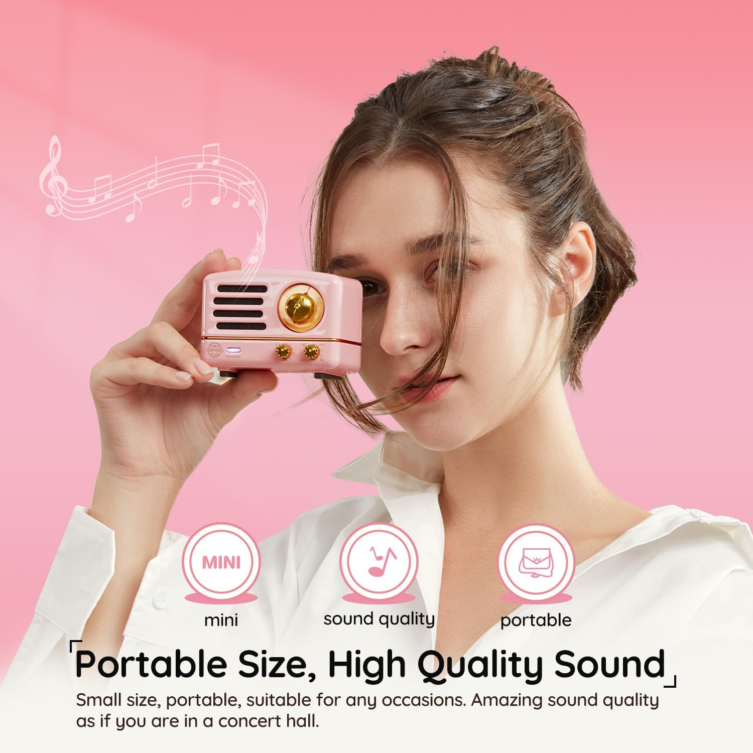 Retro Bluetooth Speaker, Muzen OTR Metal Vintage FM/AUX Radio with Old Fashioned Classic Style, Portable Wireless Loud Volume Speaker for Home, Office, Kitchen,Party,Travel,Outdoor - Blue image number 4