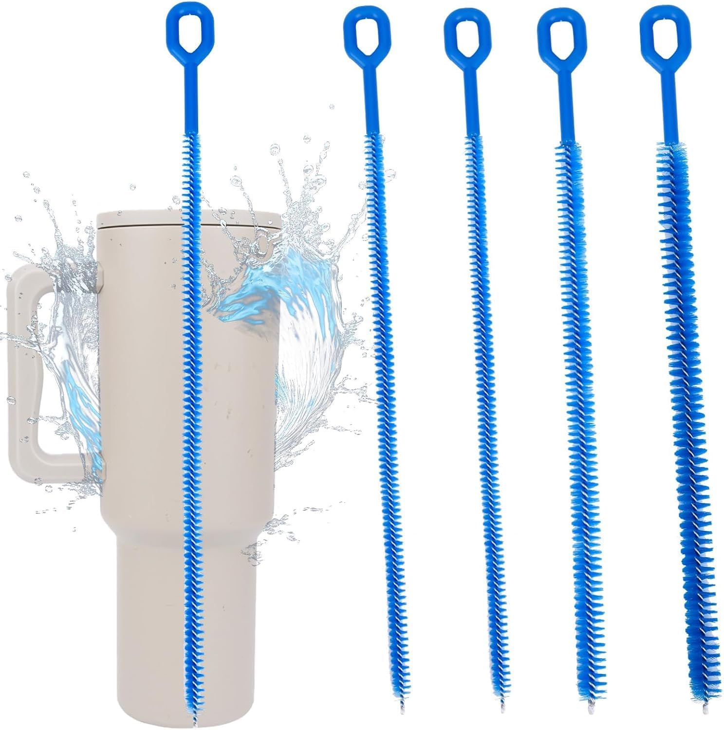 Straw Cleaner Brushes for Stanley, 12.4In Extra Long Full Bristles Replacement Coverage Reusable Straw Brush Cleaning Accessories for Water Bottles Glass Pipe Sippy Cup(4Pcs) image number 6