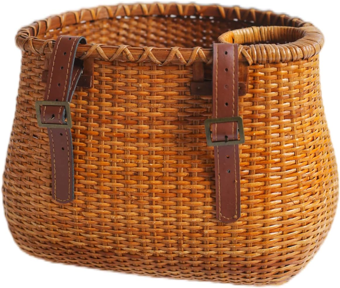 Bike Basket for Women'S Beach Cruiser or Scooter the Original Wicker Bicycle Baskets with Built in Cup Holder for Front Handlebar-Classic Vintage Style Handmade Natural Rattan Wicker image number 2