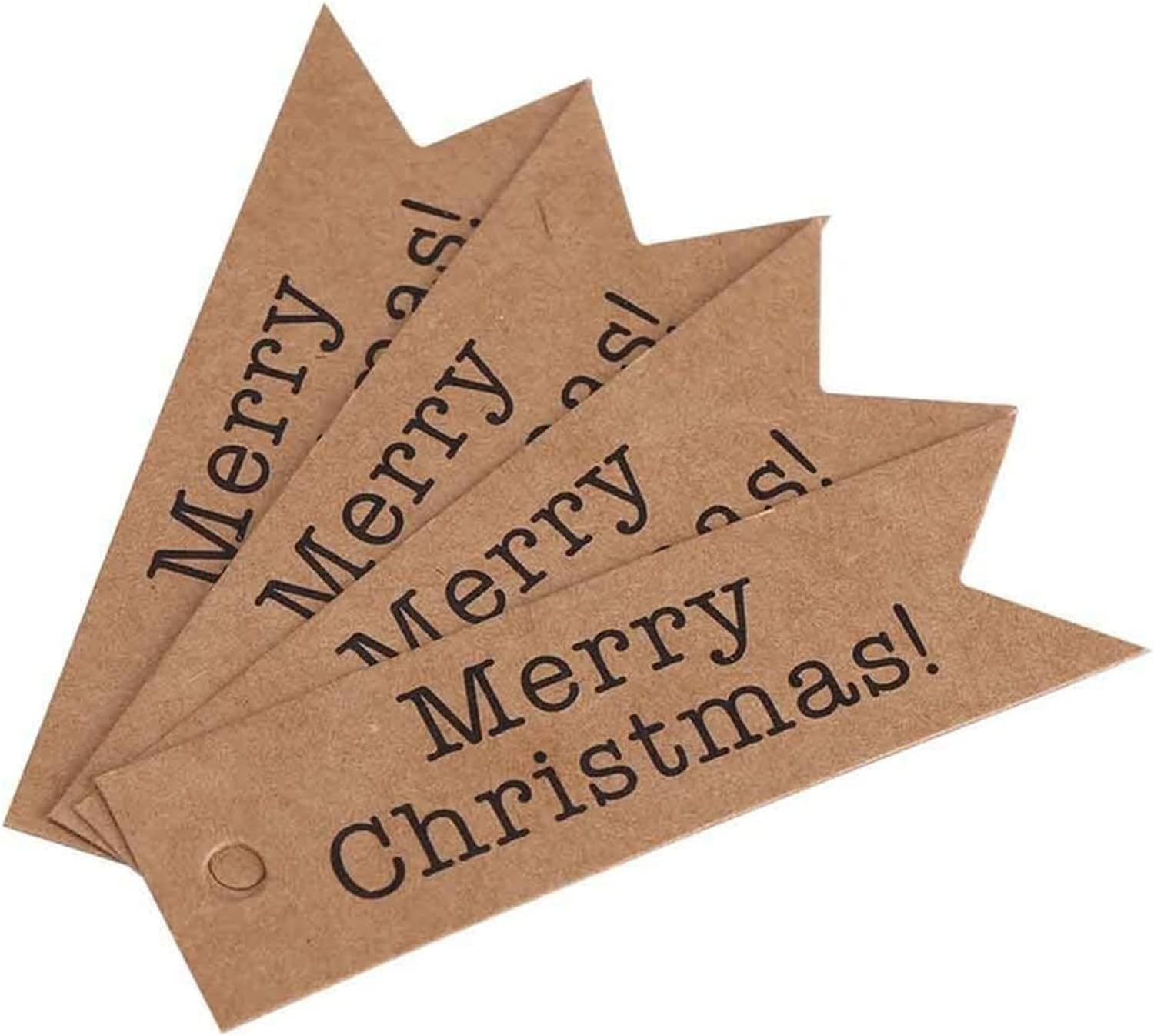 100PCS Christmas Paper Gift Tags,Merry Christmas Label Hanging Tag for DIY Xmas Present Envelopes Gift Wrapping Decorations (Brown) image number 3