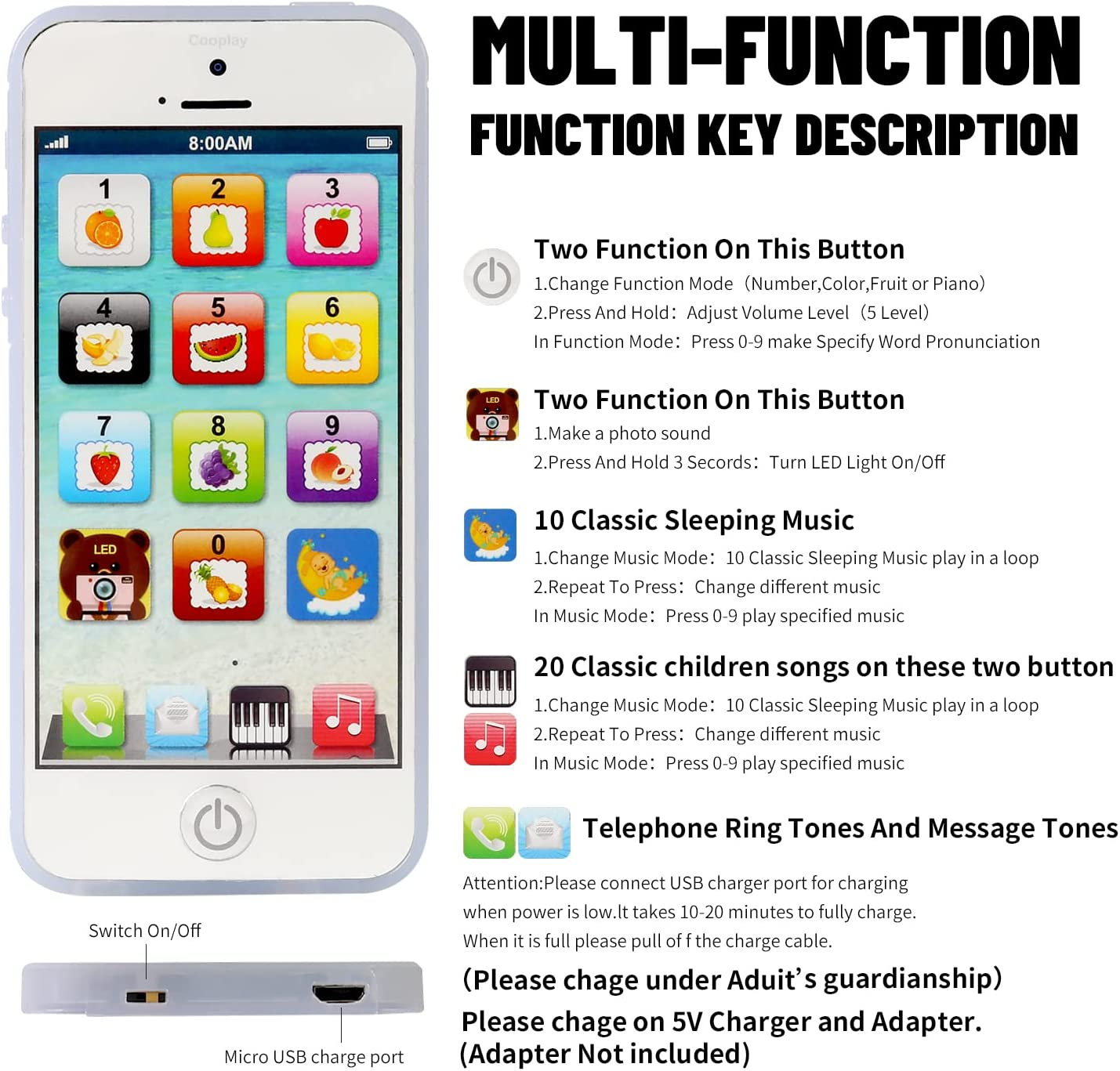 IQ Toys Yphone Toy Play Cell Phone USB Recharable image number 1