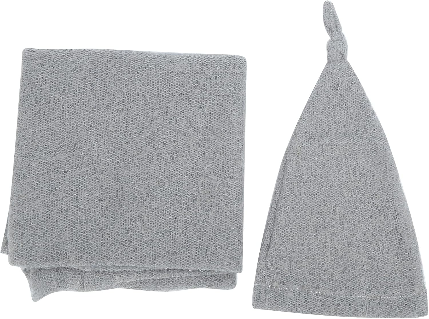 Photography Attire for Newborn Babies with a Hat and Knitting, Soft Fabric, for a Photo Shoot of the Newborn, 0-1 Months - Grey image number 4