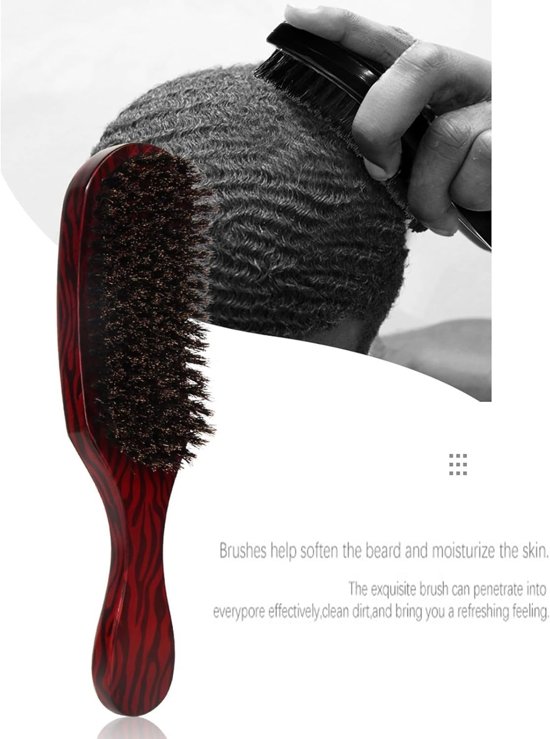 WADY Bristle Hair Brush and Professional Massage Comb,Slick Back Hair Brush, Stiff Bristles Hairbrush for Beard Styling,Hair Brush for Men and Women,For Detangling,Smoothing,Wave Styles,Soft on Scalp image number 4