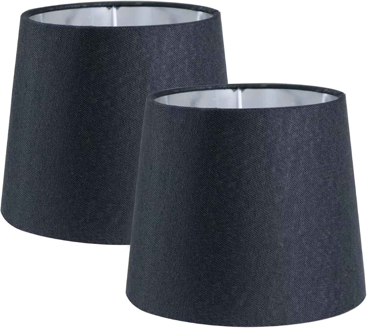 Sinta 2 Pcs 9" Lamp Shade Modern Tapered Replacement Grey Fabric Simple Style Light Shade with Silver Lining for E27/E14 Table Lamp/Wall Lamp