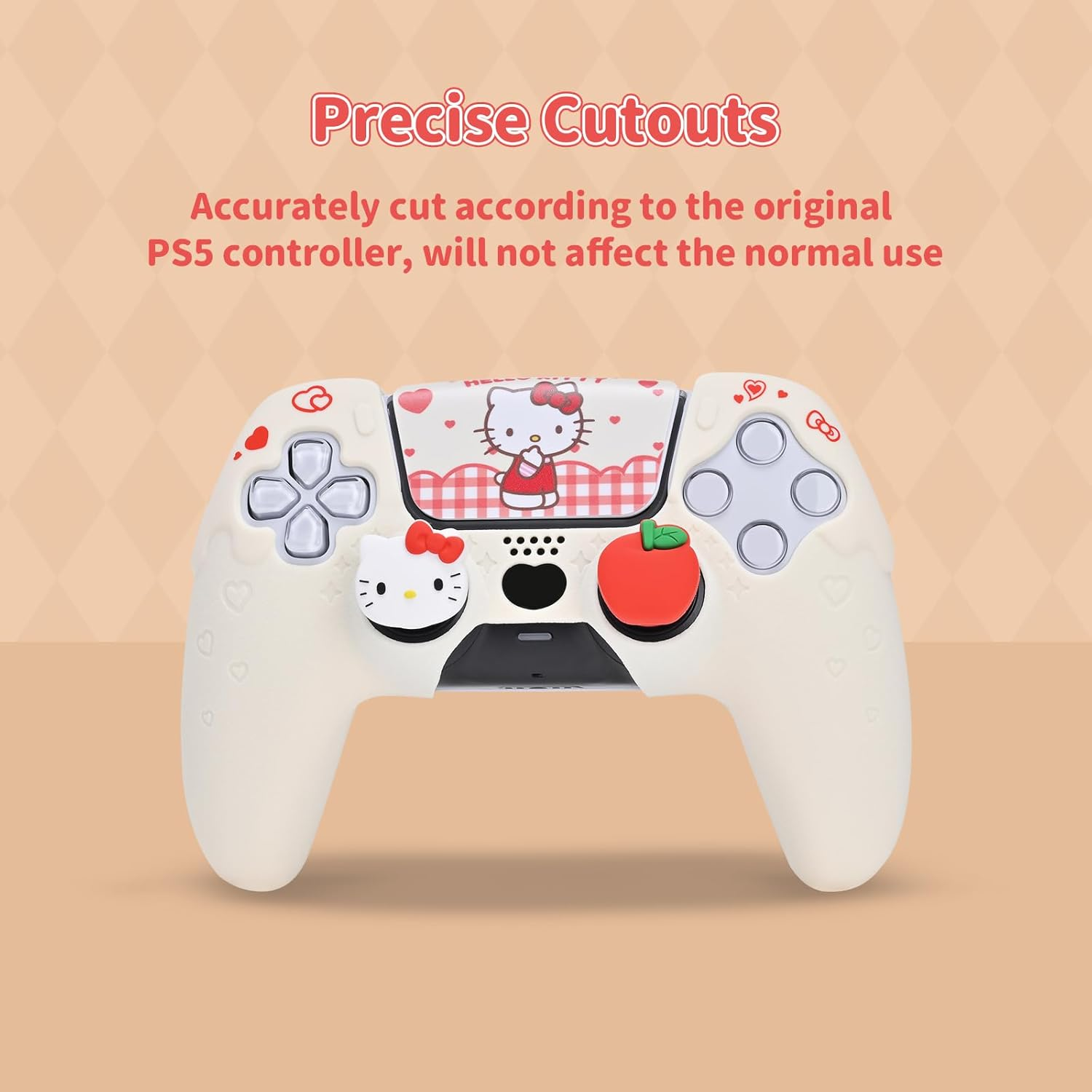 Kuitmor PS5 Controller Skin Case Set,Silicone Protective Cover Case,Anti-Slip Cute Kitty Protective Shell for PS5 Controller with 2 Thumb Grip Caps and 2 Stickers image number 3
