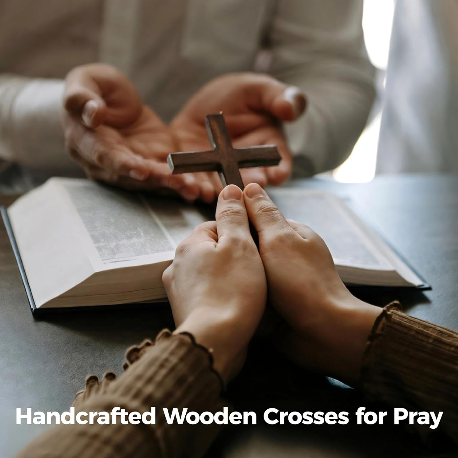 24 Pcs Brown Handcrafted Wooden Crosses, Small Pocket Prayer Crosses, Crosses for Crafts, T-Shaped Wooden Crosses with Hanging Hooks, Ideal for Religious Gifts and DIY Projects image number 3