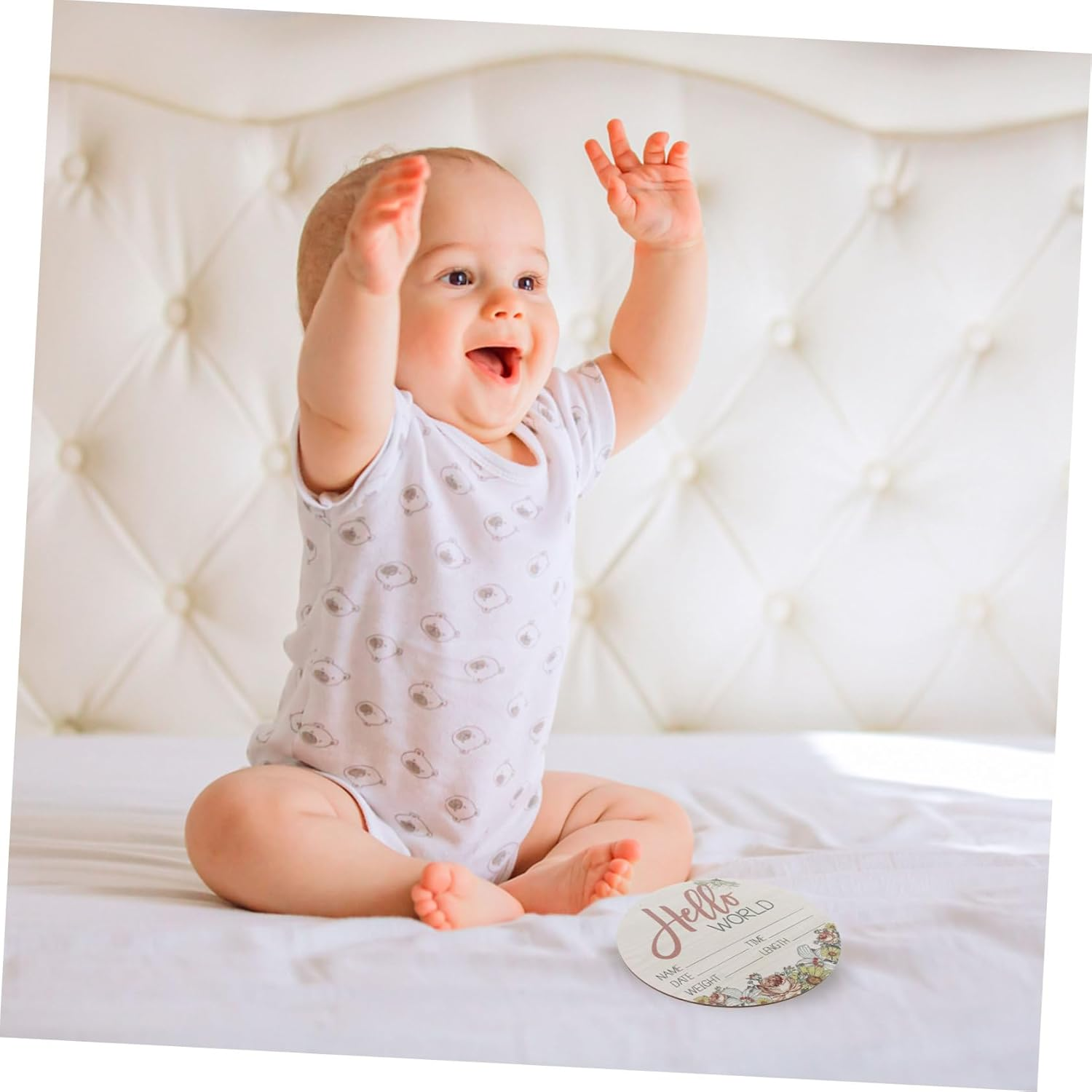 Wooden Birth Announcement Sign Photo Prop Premium Durable Material Handwrite Growth Details Newborn Welcome Plaque for Shower Nursery Decor image number 3