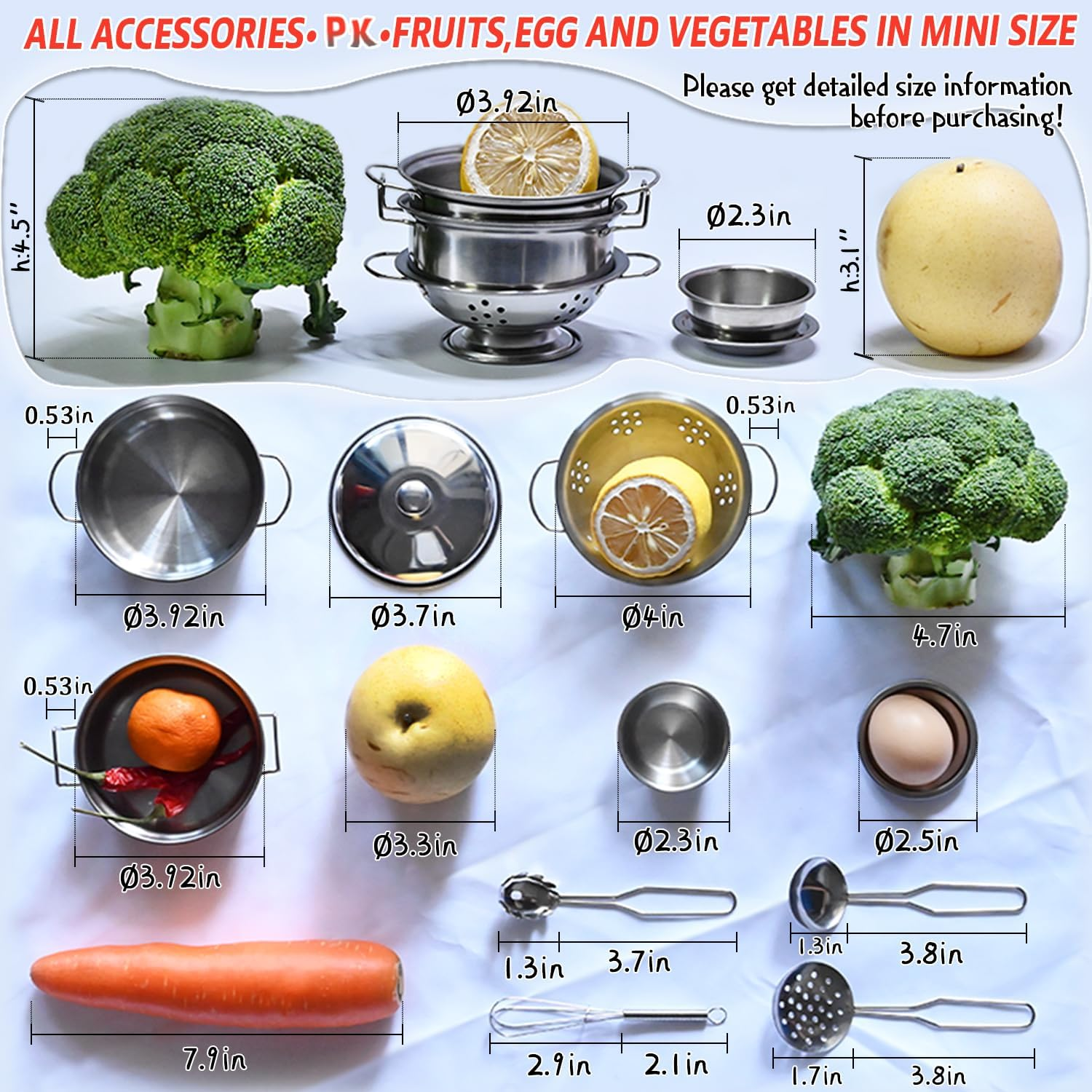 Kids Pretend Play Toys, Mini Kitchen Accessories Set with Stainless Steel Pots and Pans, Miniature Cooking Utensils Cookware for Girls and Boys, Classic Style 11PCS image number 3