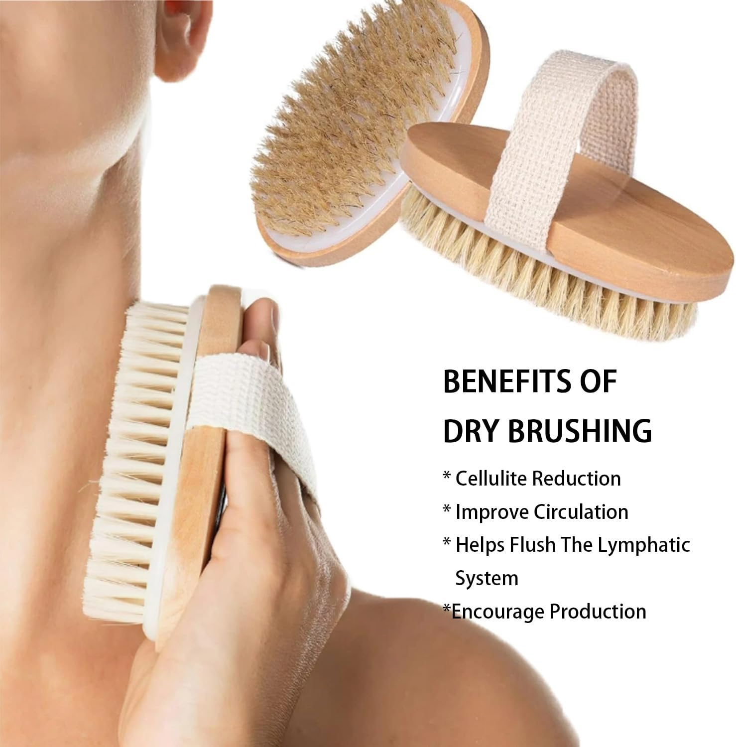 ROLUHOEL 2 Pack Dry Brushing Body Brush,Exfoliating Magic,Blood Circulation Boosting Brush,Helps Reduce Cellulite and Acne,Deep Cleansing Skin Care image number 1