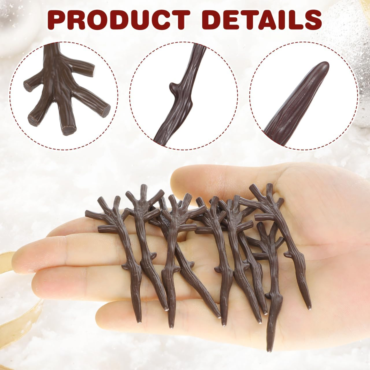 Abaodam 100Pcs Mini Plastic Snowman Hand Antler Shaped Tree Branch Snowman Crafts Kit for Party Favors Winter Xmas DIY Crafts Sewing