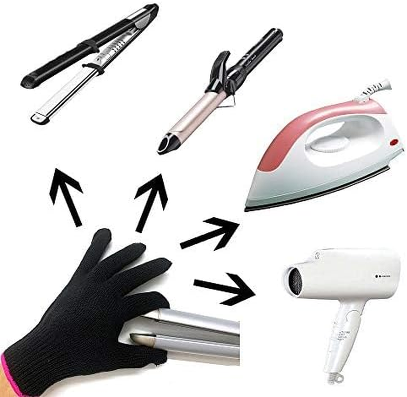 2 Professional Heat Resistant Gloves for Hair Styling Heat Blocking for Curling, Flat Iron and Curling Wand Suitable for Left and Right Hands image number 1