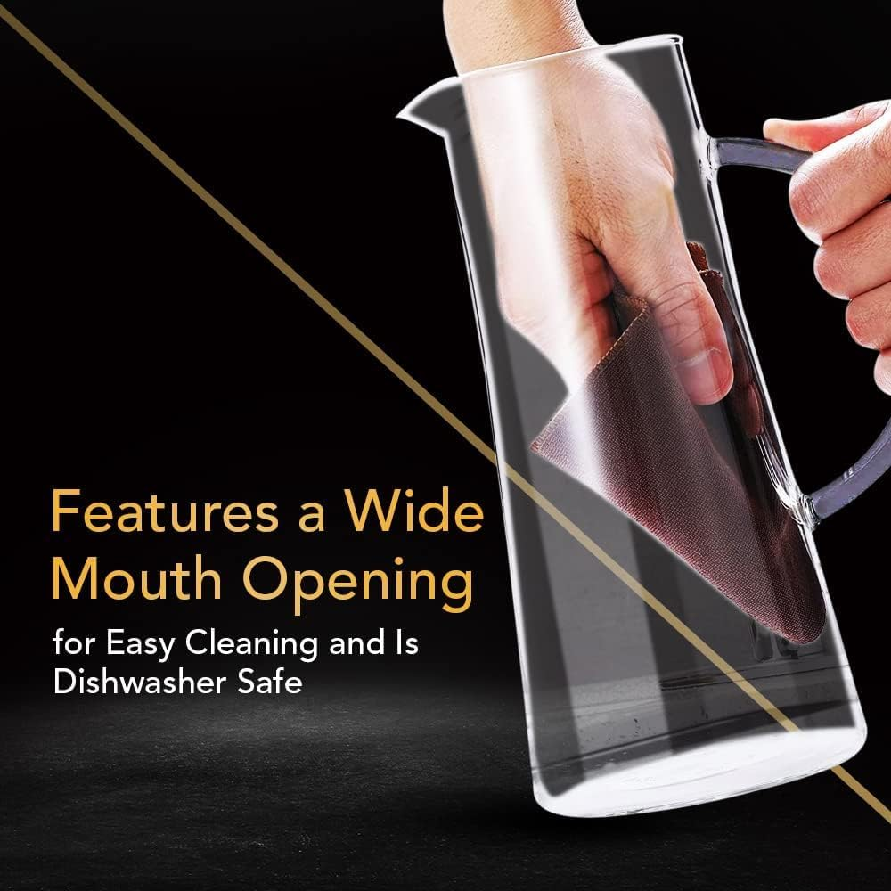 Glass Pitcher with Lid and Spout Set of 2 Heat Resistant Glass Water Jug with Stainless Steel Lid 1500Ml Good for Coffee Juice Beverage Pitcher for Juice and Iced Tea Pitcher Water Carafe image number 4