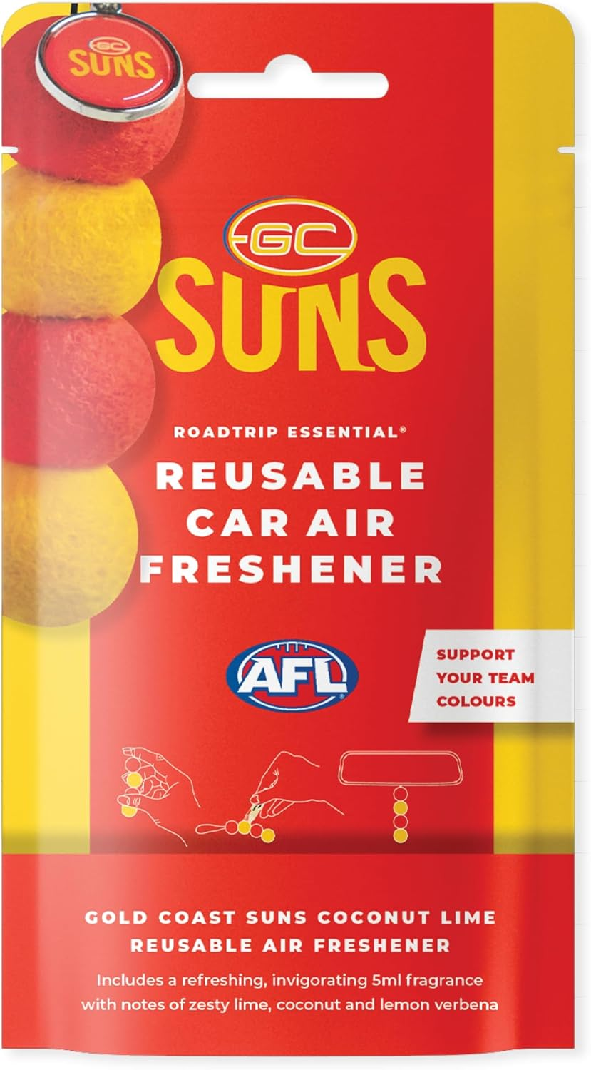 Roadtrip Essential Gold Coast Suns Reusable Car Air Freshener Set