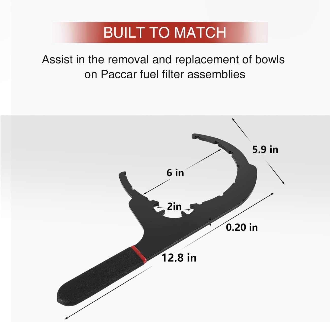 61110 Diesel Fuel Filter Wrench for Davco, 6" - Oil Filter Removal Tool for Paccar, Kenworth, Peterbilt, Cummins, Caterpillar, Detroit Diesel, Etc image number 6