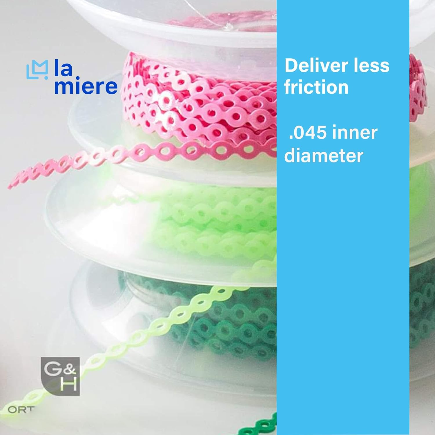 LA MIERE 1 Roll Orthodontic Rubber Chains, Braces Power Chains Consisted Force in Closed, Short, Long 15'' Spools (Long, 0.166&rsquo;&rsquo;(4.2Mm), Prussian Blue) image number 1