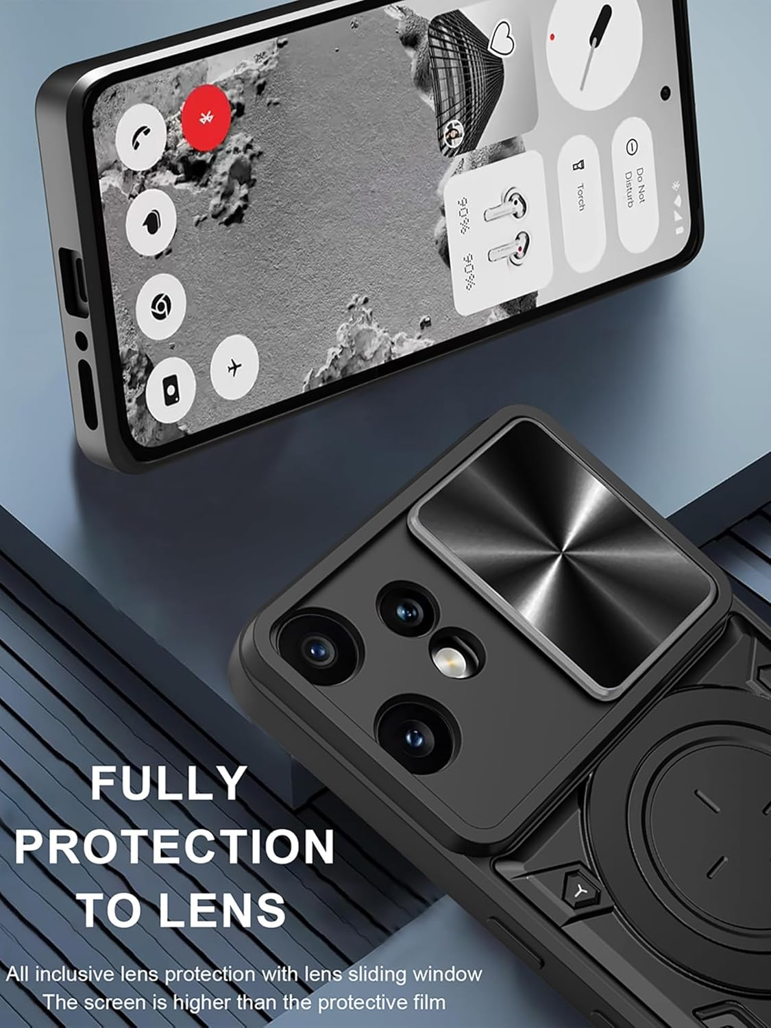 ILING Case for CMF Phone 2 Pro, Metallic Matte Texture Hard PC Shockproof Mobile Phone Case, Soft Silicone TPU Bumper Protective Case with Ring Stand and Camera Protection (Red) - Black image number 7