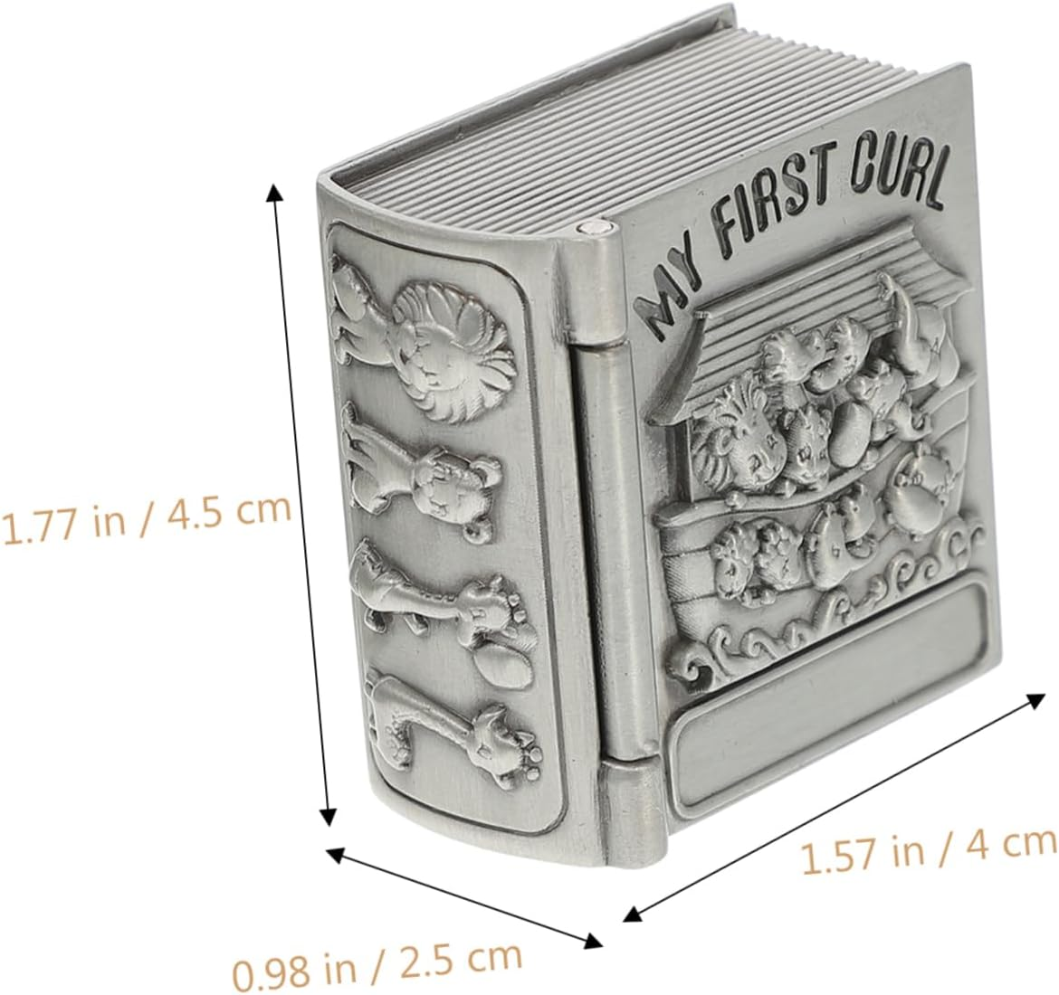 Baby First Tooth and Curl Storage Box for Kids, Metal Keepsake Organizer Vintage Silver Design, 2 Pcs Set for Preserving Baby Teeth and Hair