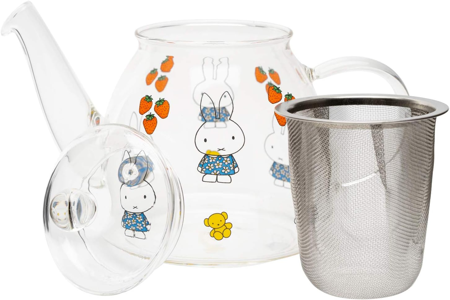 Space Joy 8644008MS Miffy Pot, Heat-Resistant Glass, Transparent, 16.9 Fl Oz (500 Ml), Miffy & Strawberry - Miffy  Strawberry image number 2