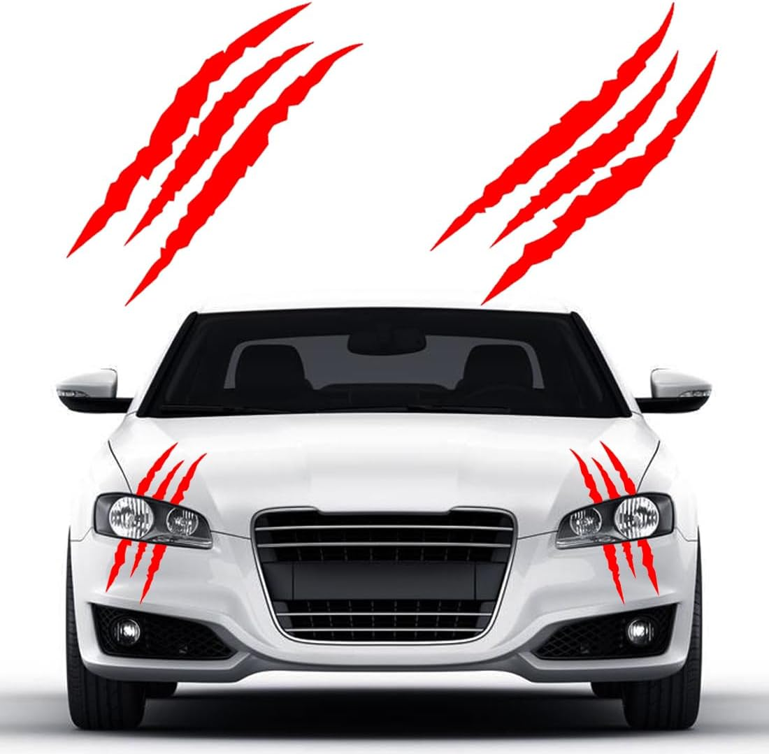 2 PCS Claw Mark Car Decal,Headlight Car Stickers,Monster Claw Marks Reflective Sticker,Stripes Scratch Decal Vinyl for Cars,Window,Motorcycles (Black)