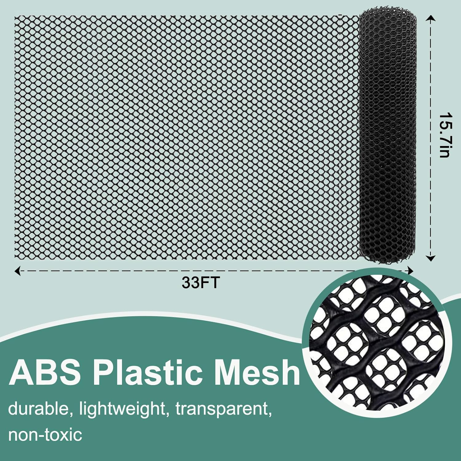 Chicken Plastic Wire Fencing Mesh - Heavy-Duty Plastic Chicken Black Wire Fence Mesh for Gardening, Barrier Netting, Poultry Dogs Rabbit Fencing (Black, 15.7IN X 33FT) image number 3