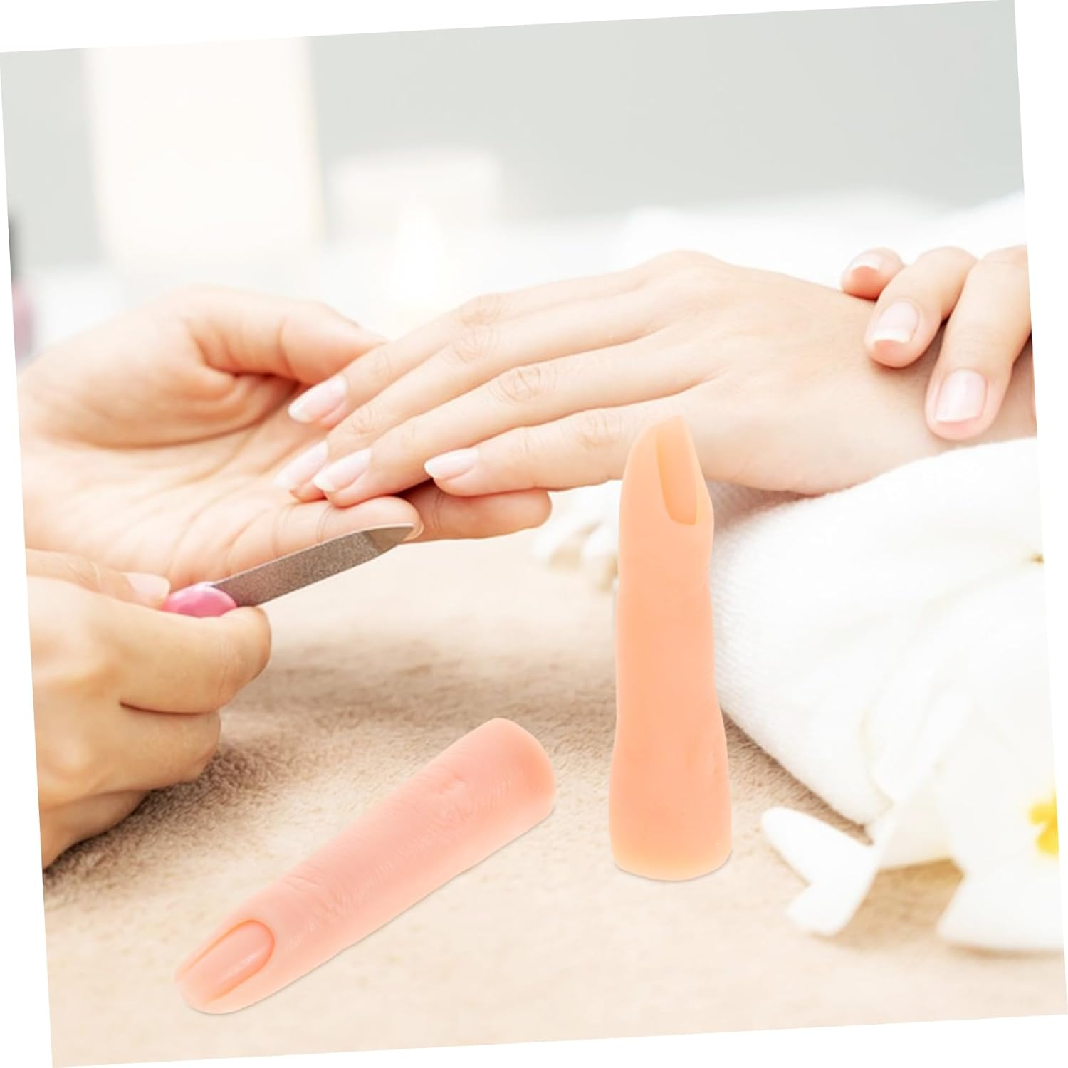 2Pcs Flexible Silicone Nail Training Fingers Realistic Practice Hand for Manicure Training Durable Sturdy for Home and Salon Use Includes Deep Tones image number 6