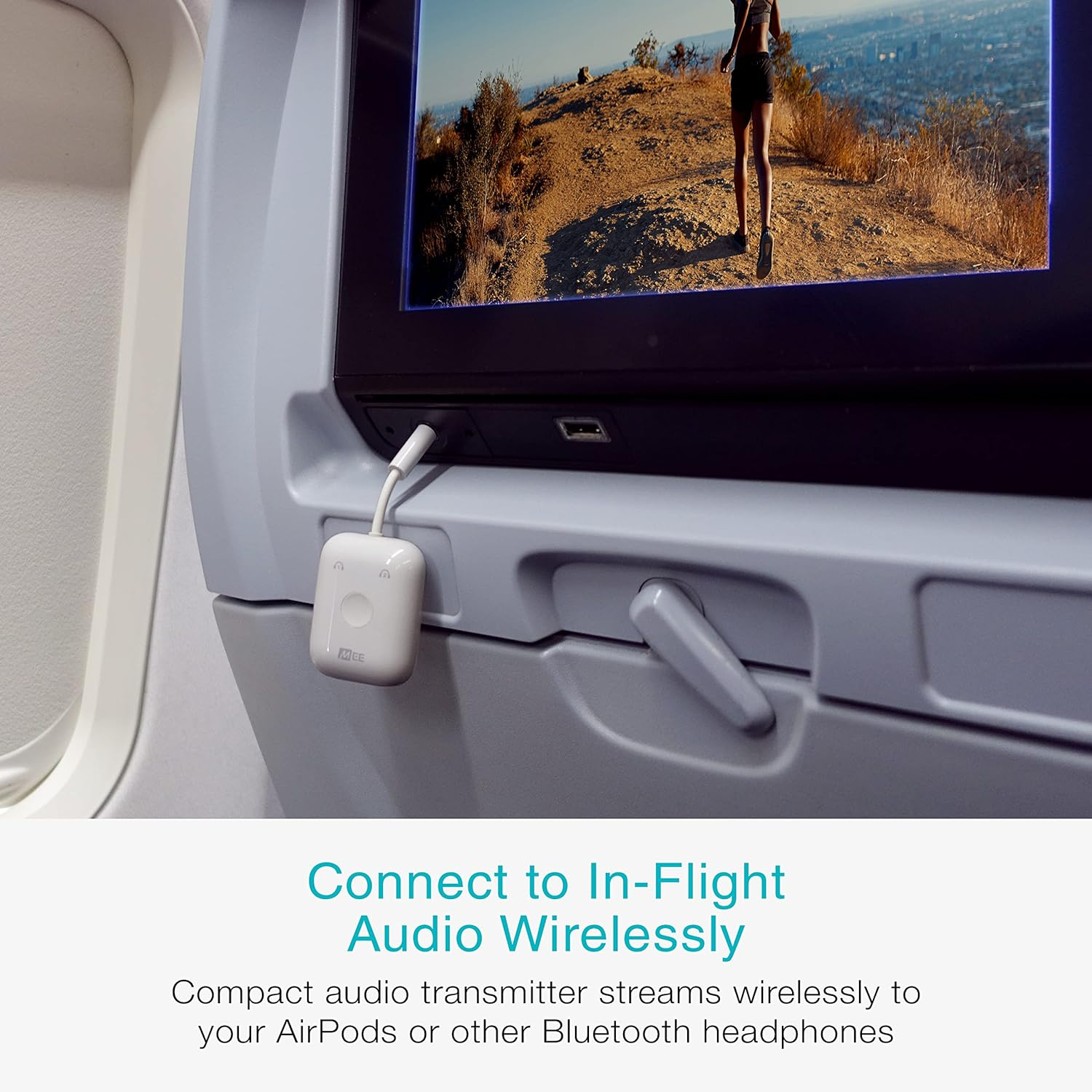 MEE Audio Connect Air In-Flight Bluetooth Wireless Audio Transmitter Adapter for up to 2 Airpods/Other Headphones; Works with All 3.5Mm Aux Jacks on Airplanes, Gym Equipment, Tvs, & Gaming Consoles image number 3