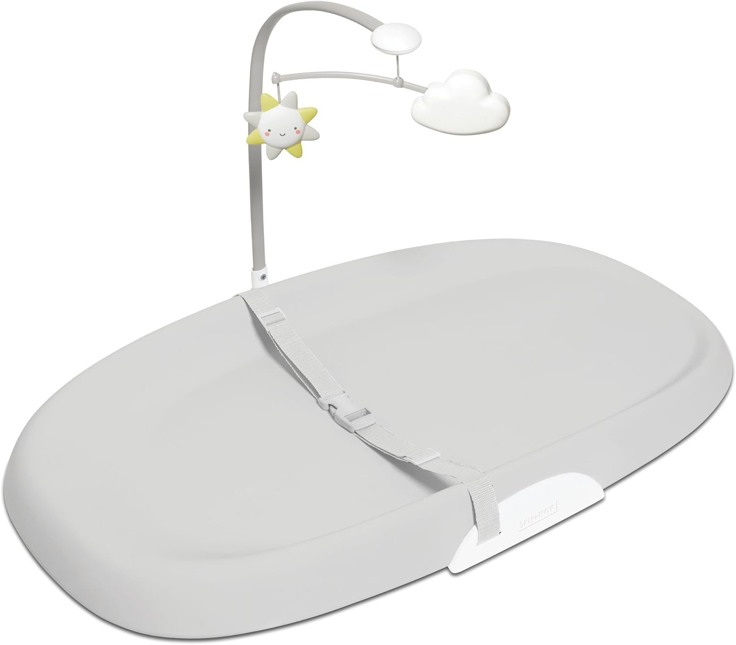 Skip Hop Wipe-Clean Baby Change Mat - Cushioned Changing Pad with Non-Slip Base, Contoured Support and Tuck-Away Toy Bar - Portable Nappy Changing Mat for Nursery and Travel (Oat)