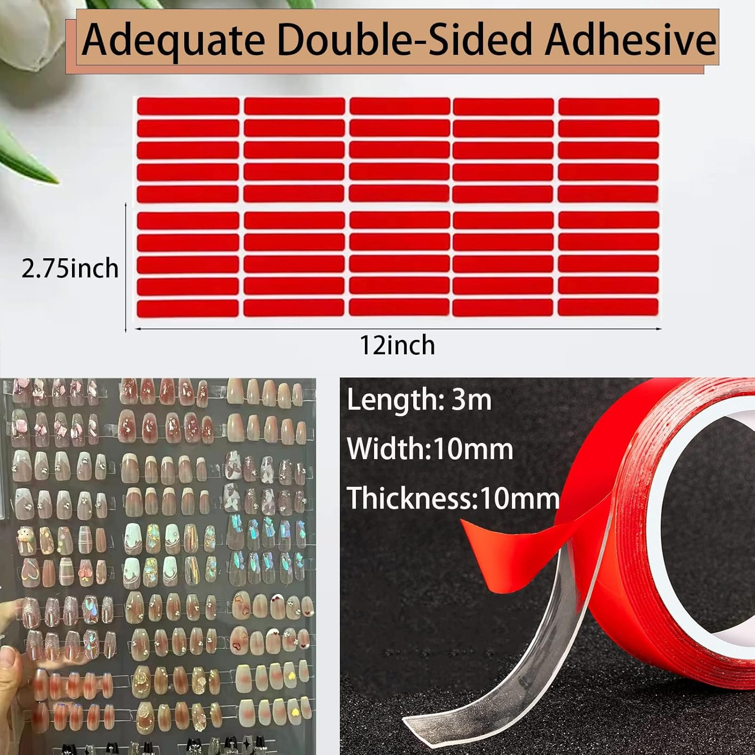 Merhamery Large Compact Transparent Press-On Nail Storage Box (12 * 9 * 0.8 Inch) - 600 Pieces Capacity - Press-On Nail Organizer & Display Storage Box image number 6