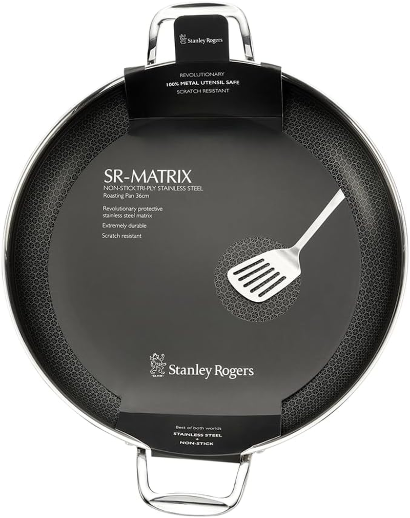 Stanley Rogers Matrix Roasting Pan 36Cm &ndash; Tri-Ply Stainless Steel Non-Stick Cookware for Oven and Induction Cooking &ndash; Premium Kitchen Pan for Roasting image number 3
