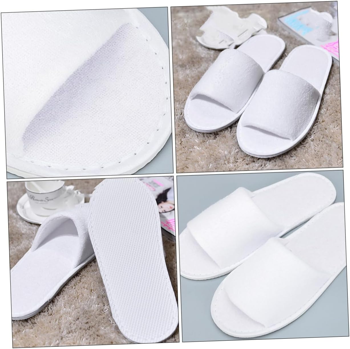 Minkissy 10Pairs Disposable One-Off Babouche Slipper Comfortable Thickened Hotel Guest Slippers for Women image number 1