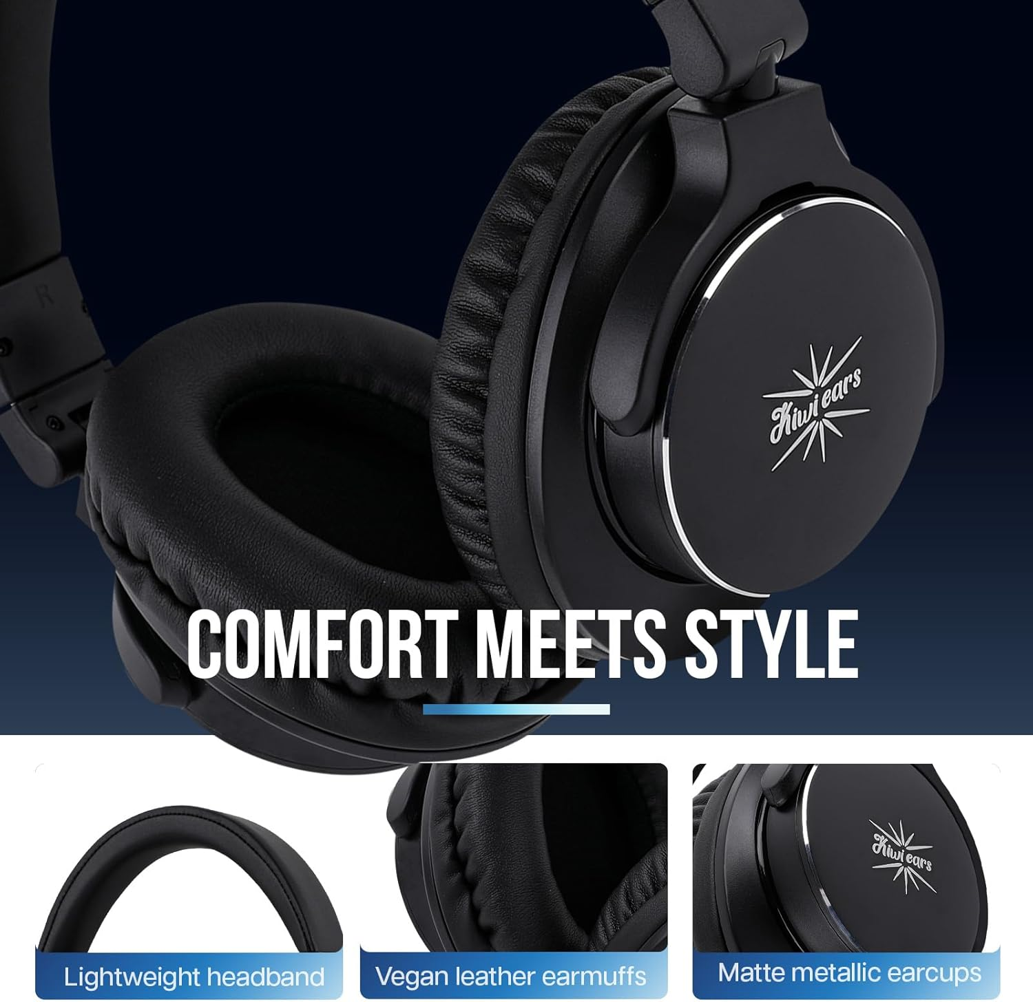 Linsoul Kiwi Ears Division over Ear Headphone, 40Mm Dynamic Driver Monitoring Headphones, Wired Gaming Headphone, DJ Headphones for Professional Musicians Engineers (Black) image number 4