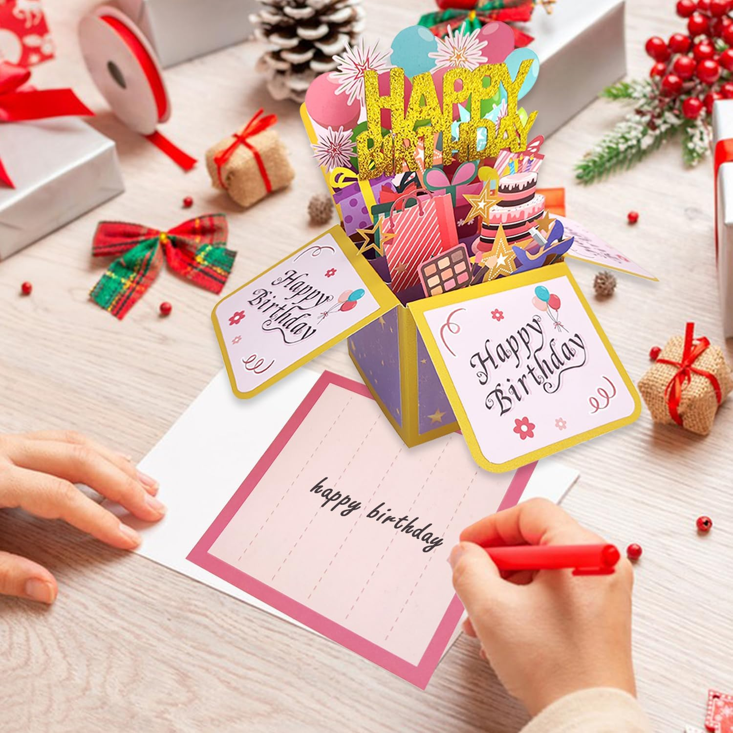 Funny Happy Birthday Pop up Card, Sweet 3D Birthday Gift Box for Adults and Kids with Envelopes, Unique Handmade Foldable Celebration Cards for Daughter, Son, Mom, Dad, Friend - Happy Birthday Card image number 5