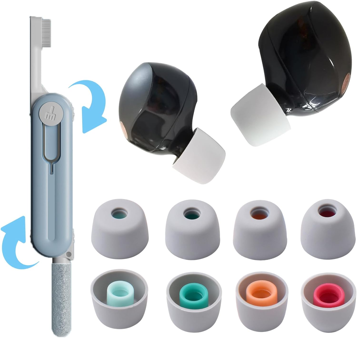 [3 Pairs] Replacement Eartips Earbuds Buds Set for Sony WF-1000XM5 & WF-1000XM4 Earphone with Cleaning Kit,Noise-Reducing Non-Slip 5 in 1 Storable Cleaning Pen & Memory Foam Ear Tips(Black)