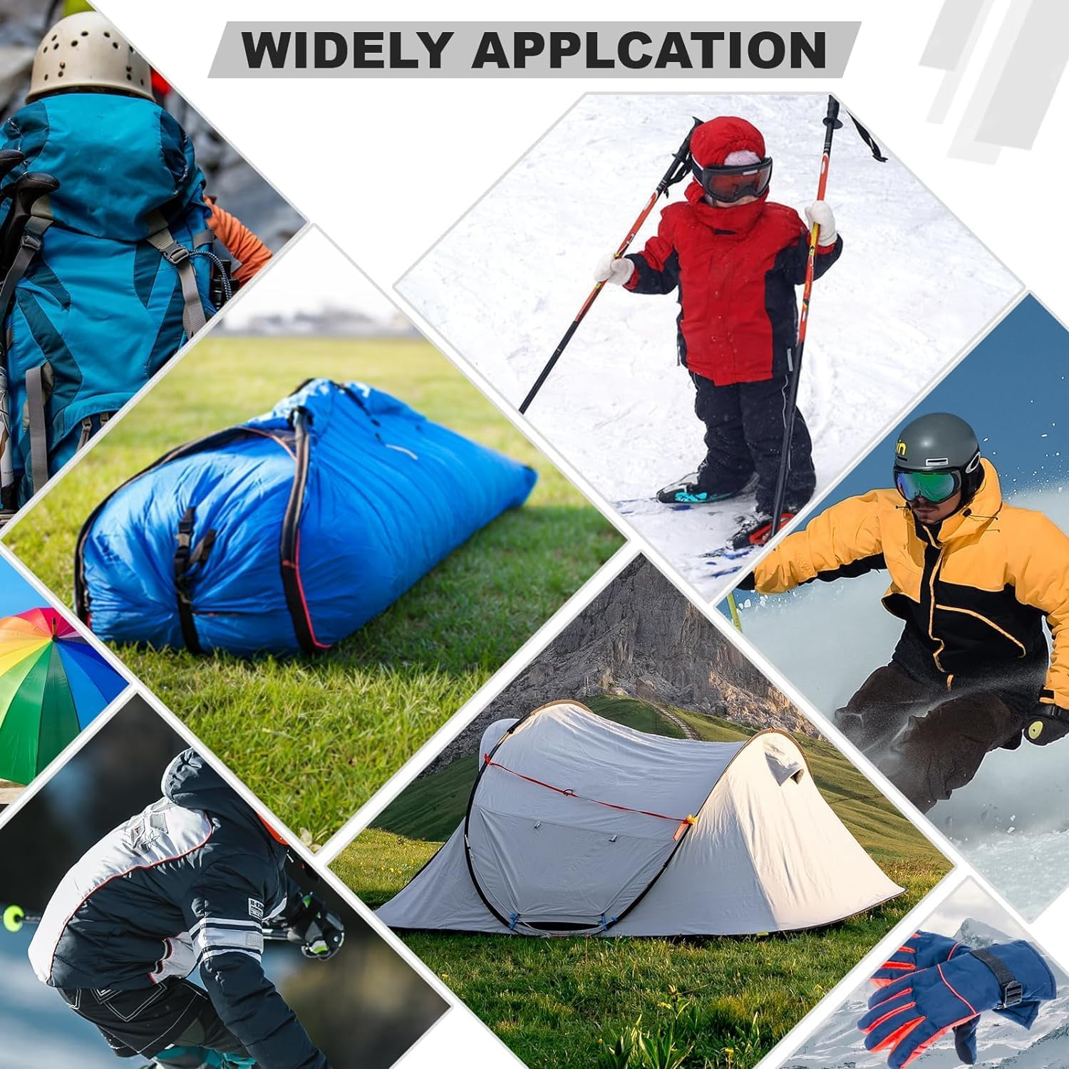 12 Sheets 6 Colors Repair Patches for down Jackets, 7.87X6 in Waterproof Fabric Self Adhesive Nylon Repair Patch Tape Multi Sizes, for Clothing Holes Raincoat Backpacks Tent Sleeping Bag Down image number 1