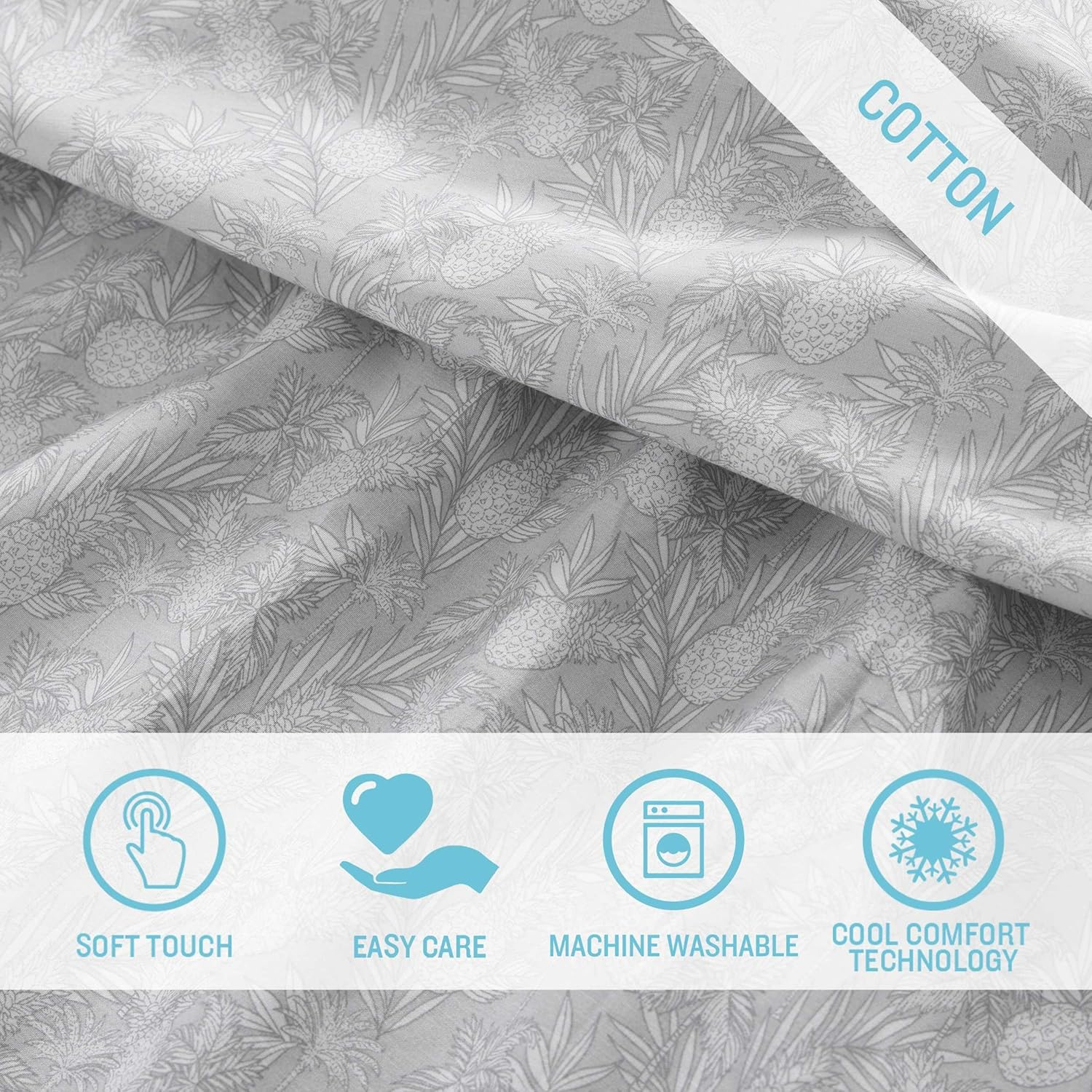 Tommy Bahama - Sheet Set, Breathable Percale Cotton Bedding, 200 Thread Count, Tropical Home Decor (Pineapple Venture Rock, Queen) image number 3