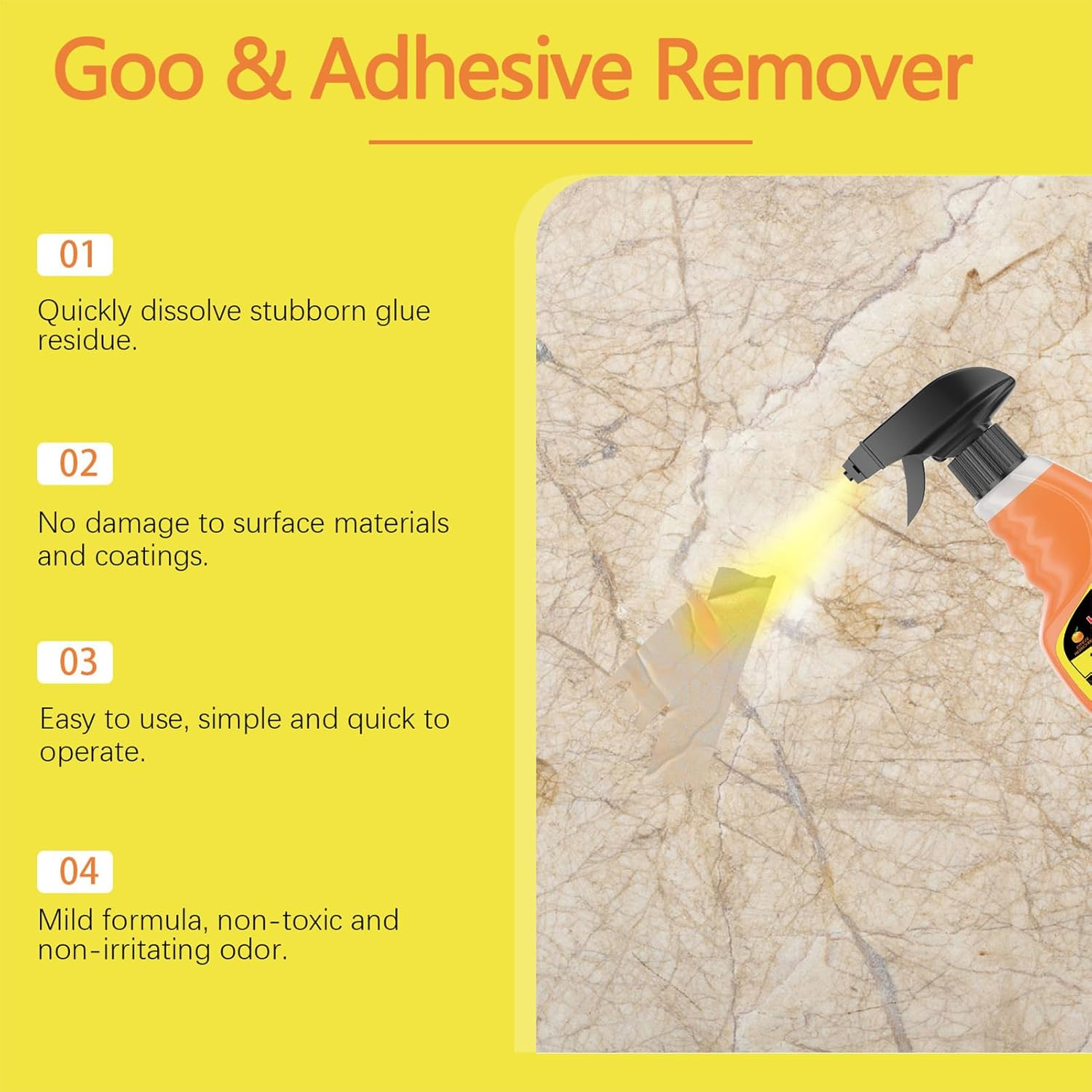 Goo & Adhesive Remover, 120Ml Multifunctional & Powerful Glue Remover, Tape Removal Spray Liquid for Glass, Metal, Tiles, Wood Products image number 2