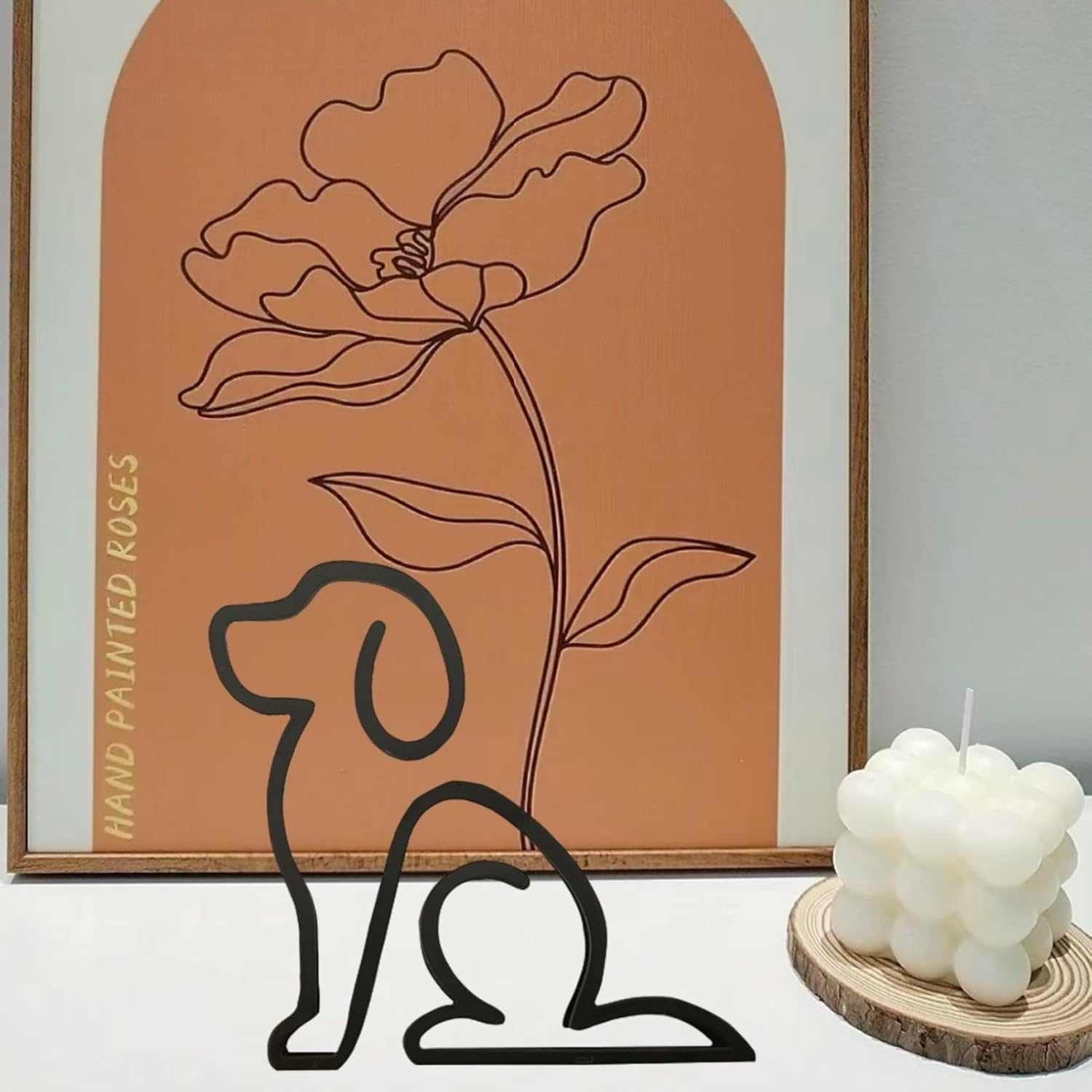 TTYGRHQ Metal Wire Dog Wall Art Sculpture, Minimalist Abstract Design, Black Geometric Home Decor image number 1