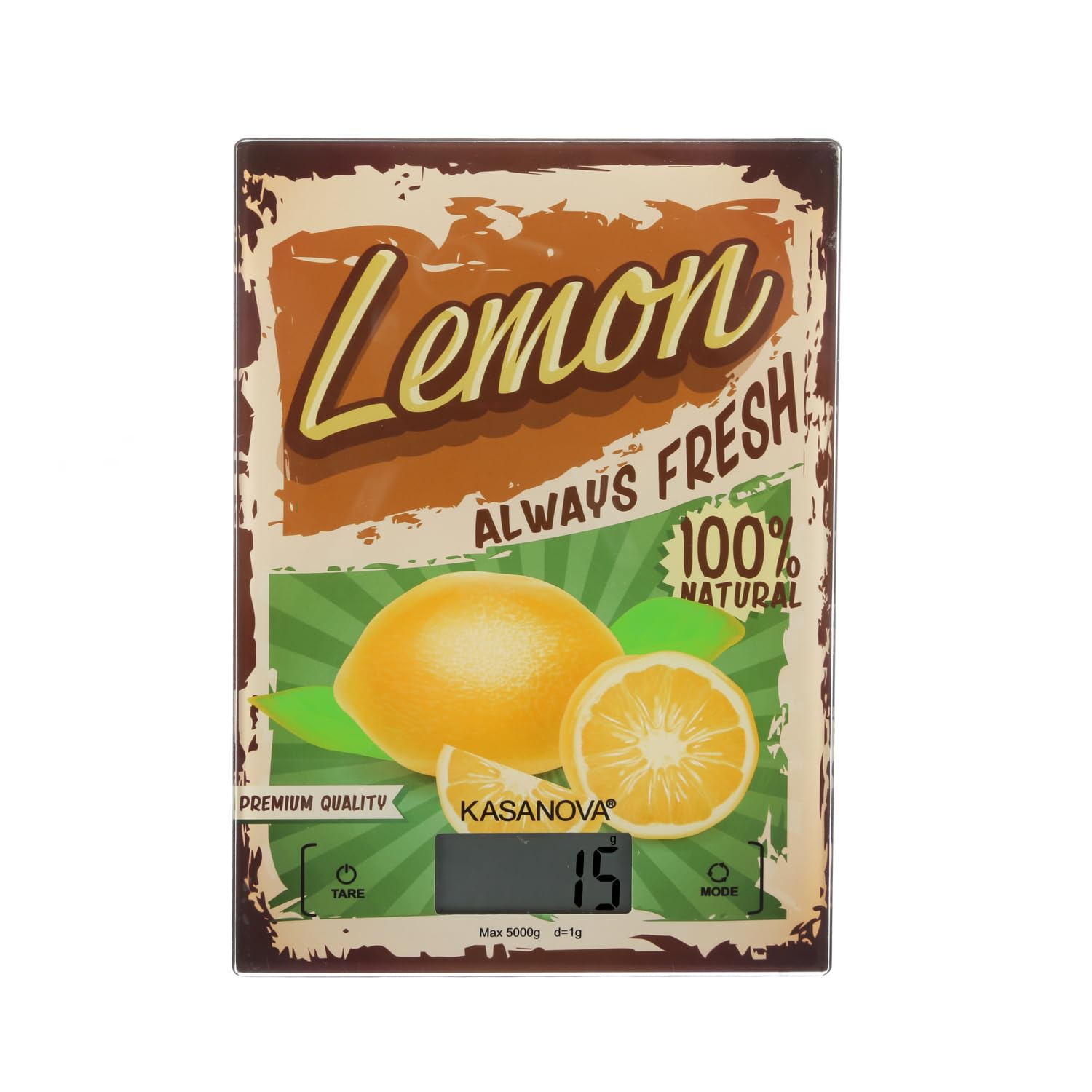 Kasanova 1 Lemon Digital Kitchen Scale - 5Kg Glass ABS Plastic Electronic Components image number 4